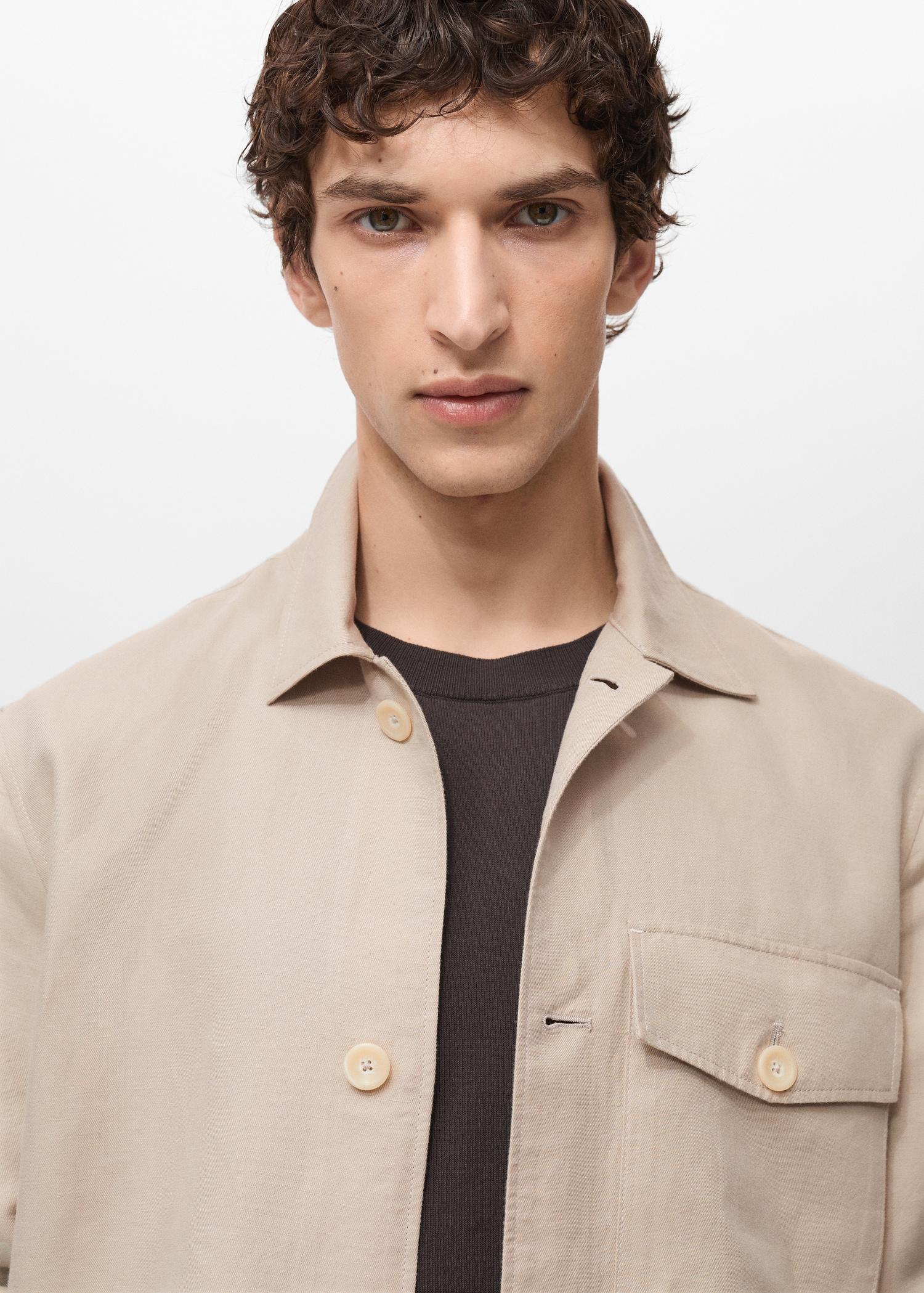 Straight-fit linen overshirt - Men | MANGO USA Product Image