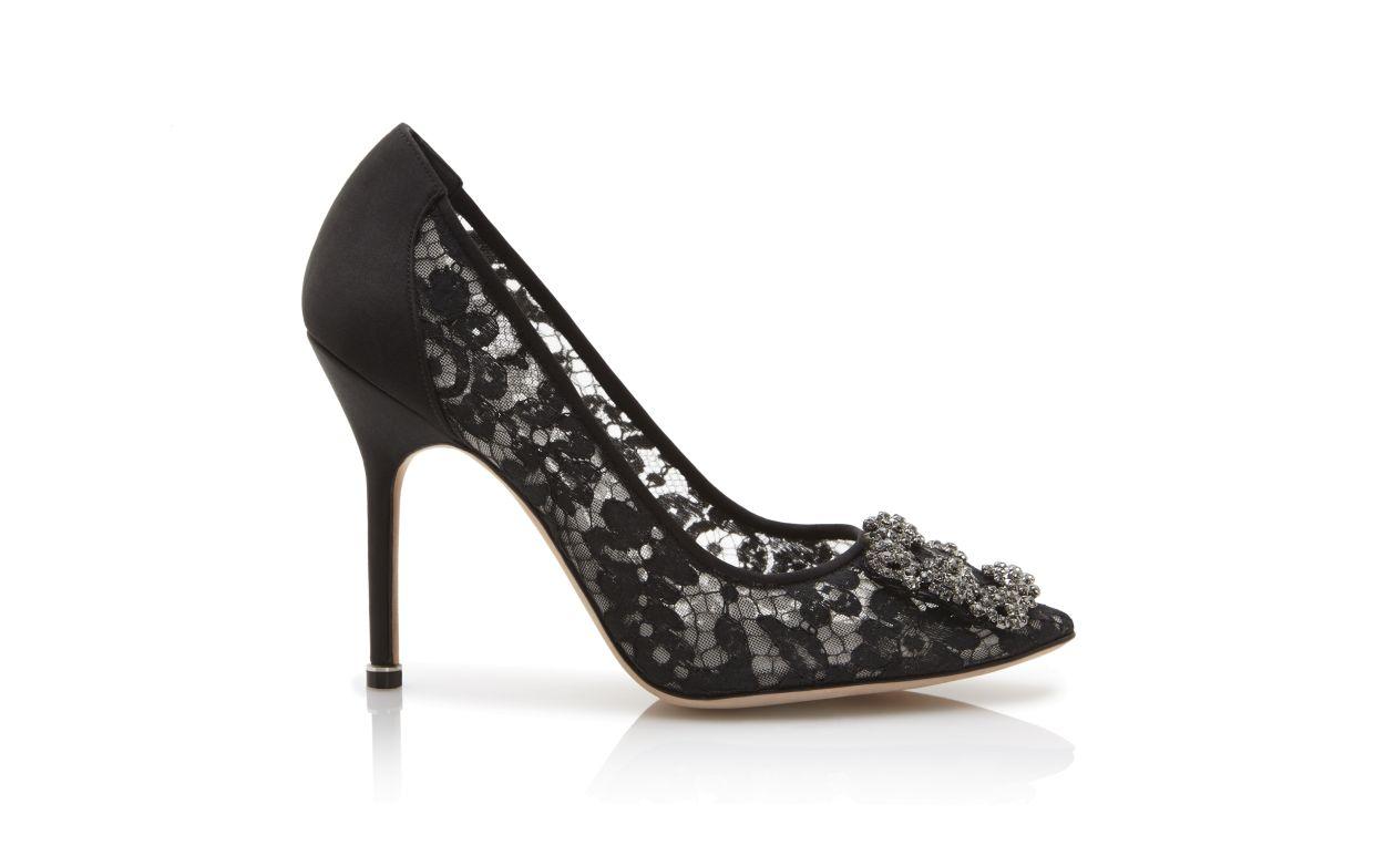 HANGISI LACE Black Lace Jewel Buckle Pumps Product Image