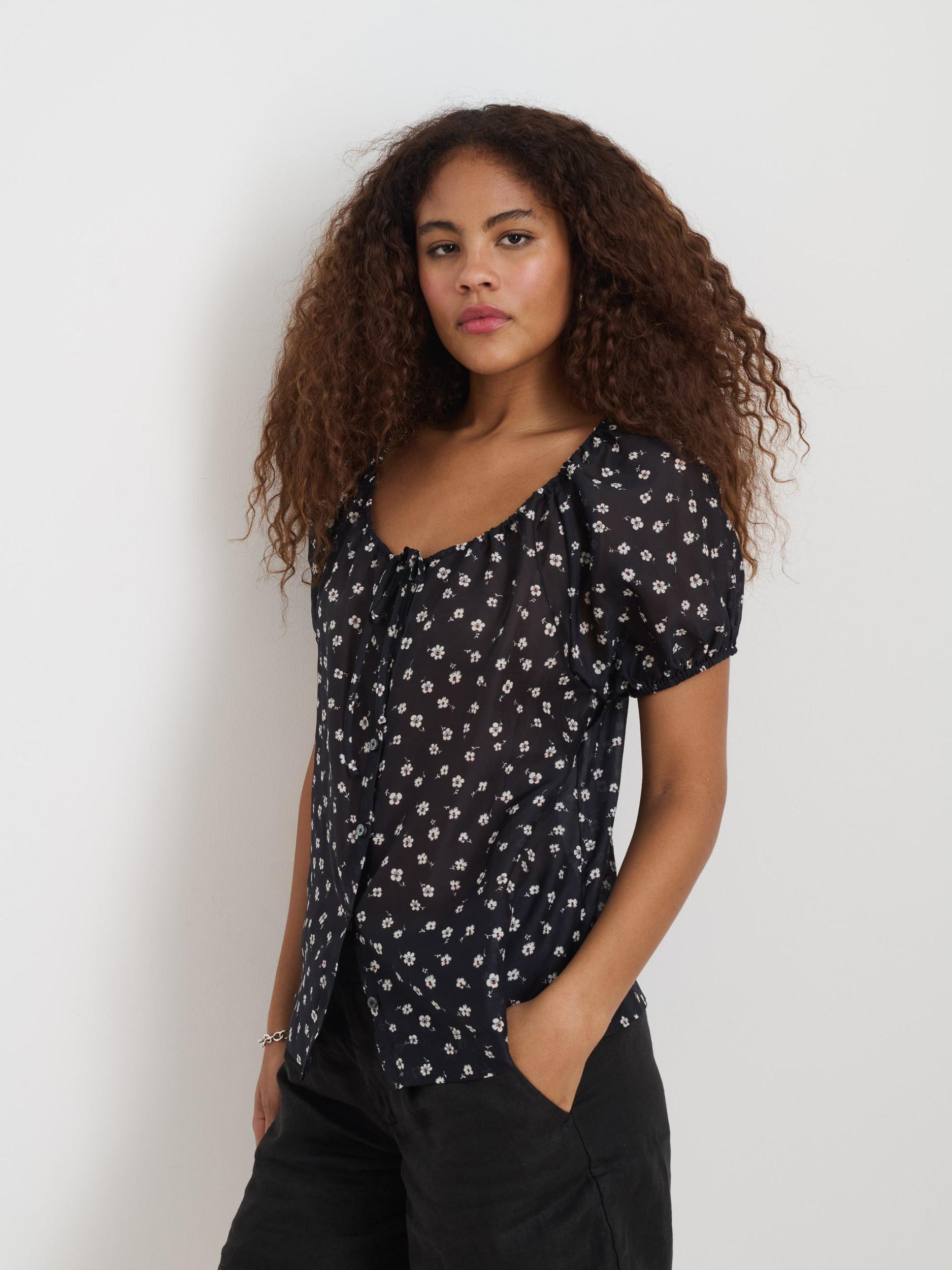 Rose Top In Floral Cotton Silk Product Image