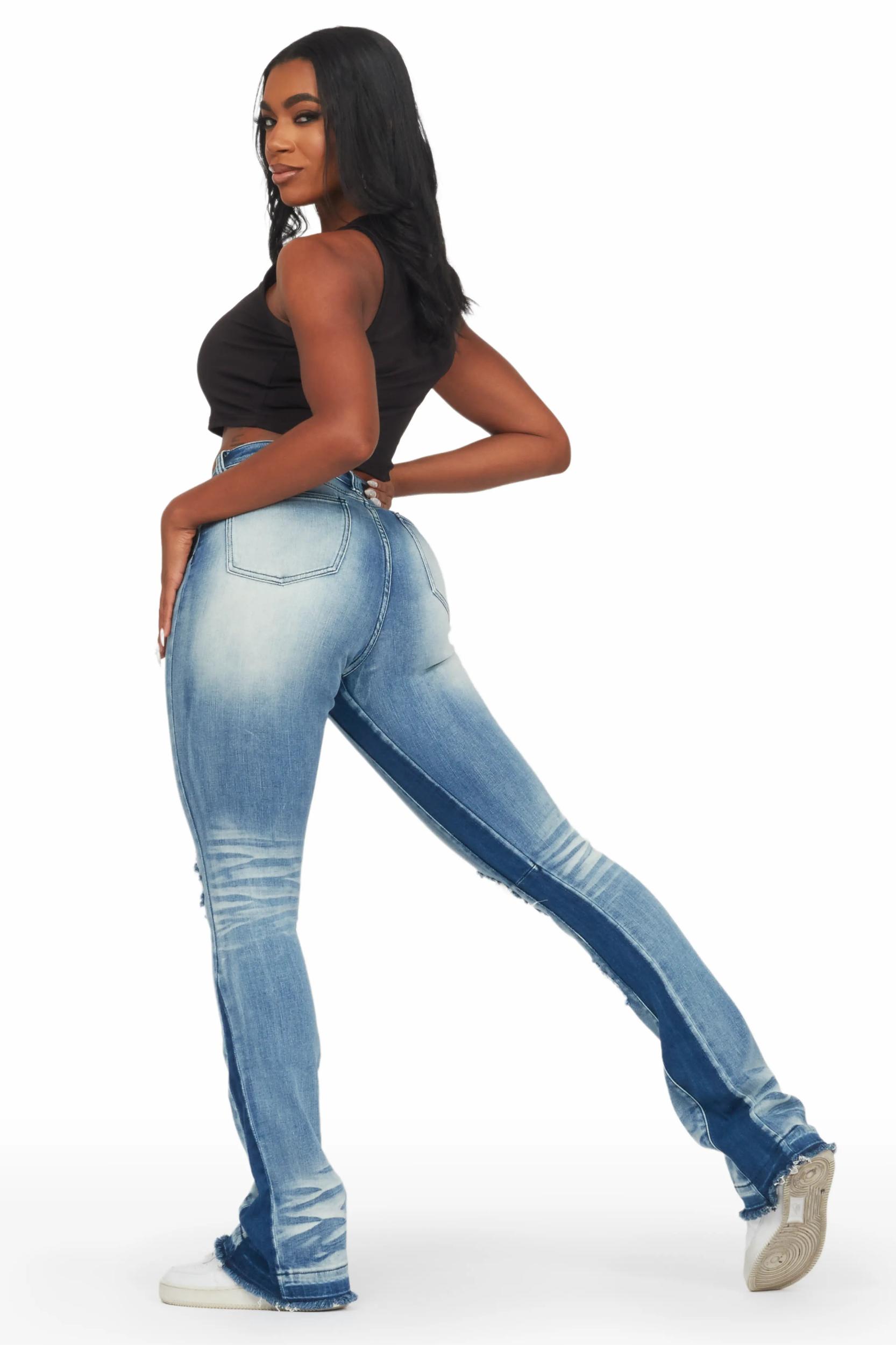 Jazminn Light Wash Stacked Flare Jean Female Product Image
