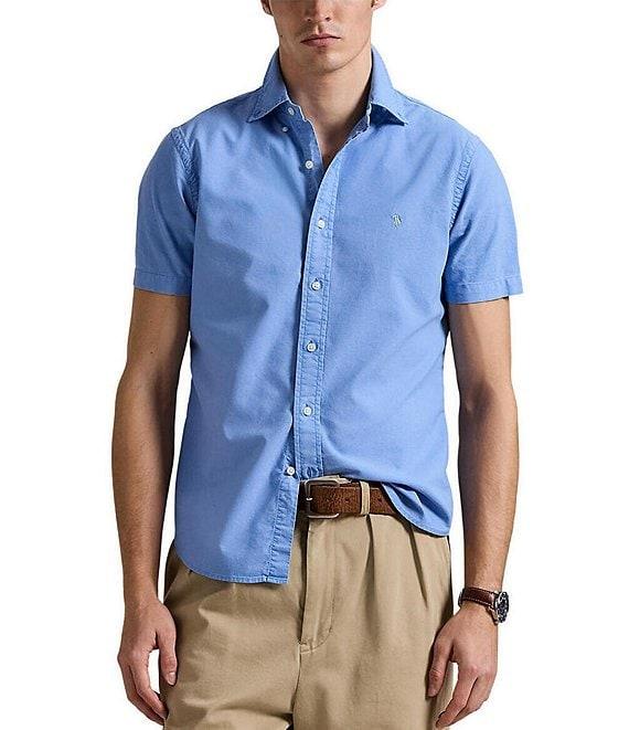 Polo Ralph Lauren Solid Garment-Dye Oxford Short Sleeve Woven Shirt Product Image