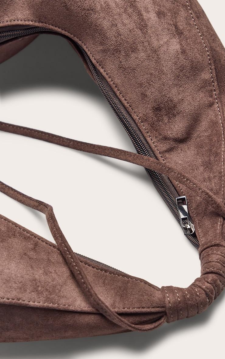 Chocolate Faux Suede Slouchy Shoulder Bag Product Image