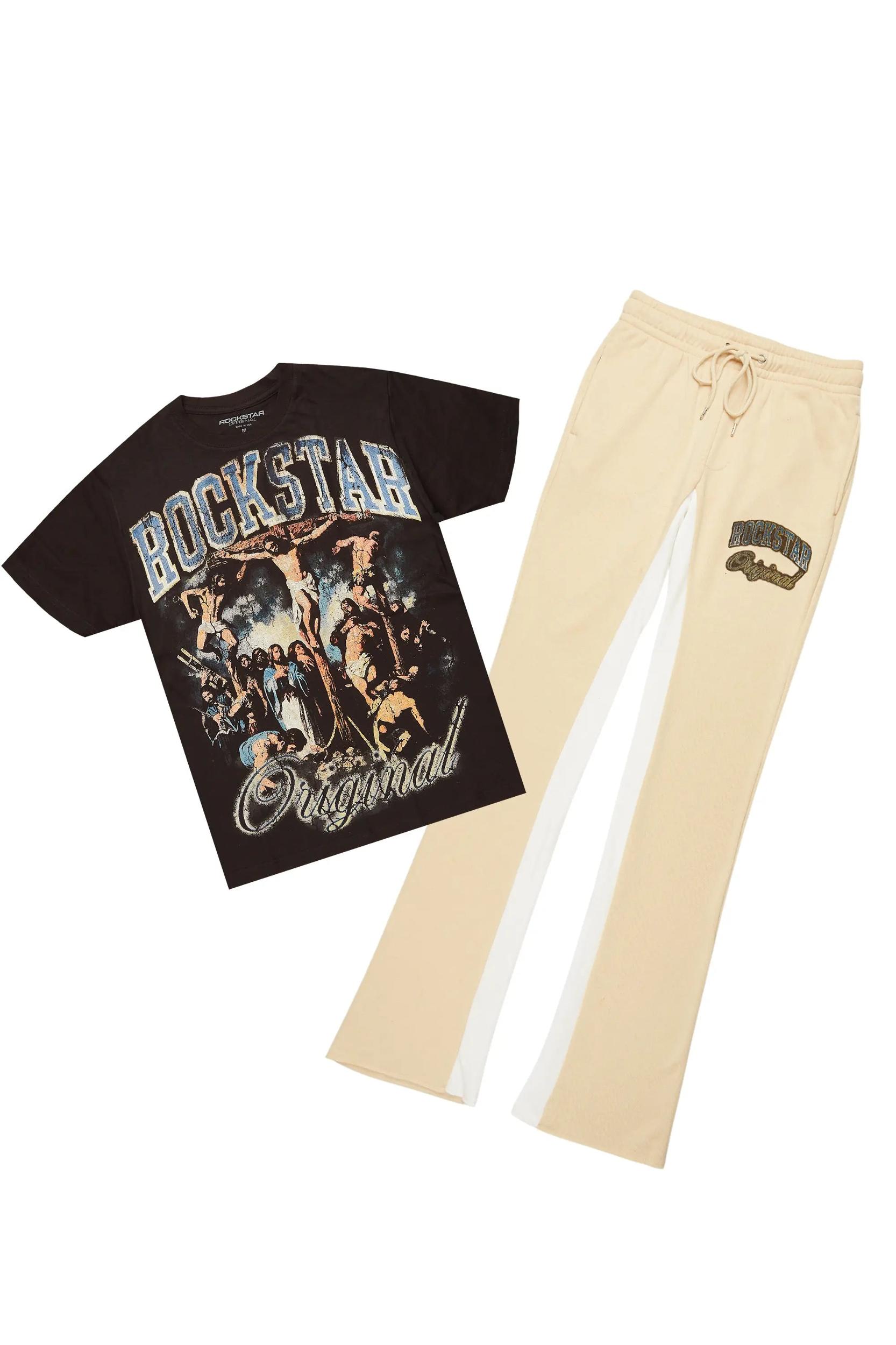 Waller Black/Beige T-Shirt/Baggy Pant Set Male Product Image
