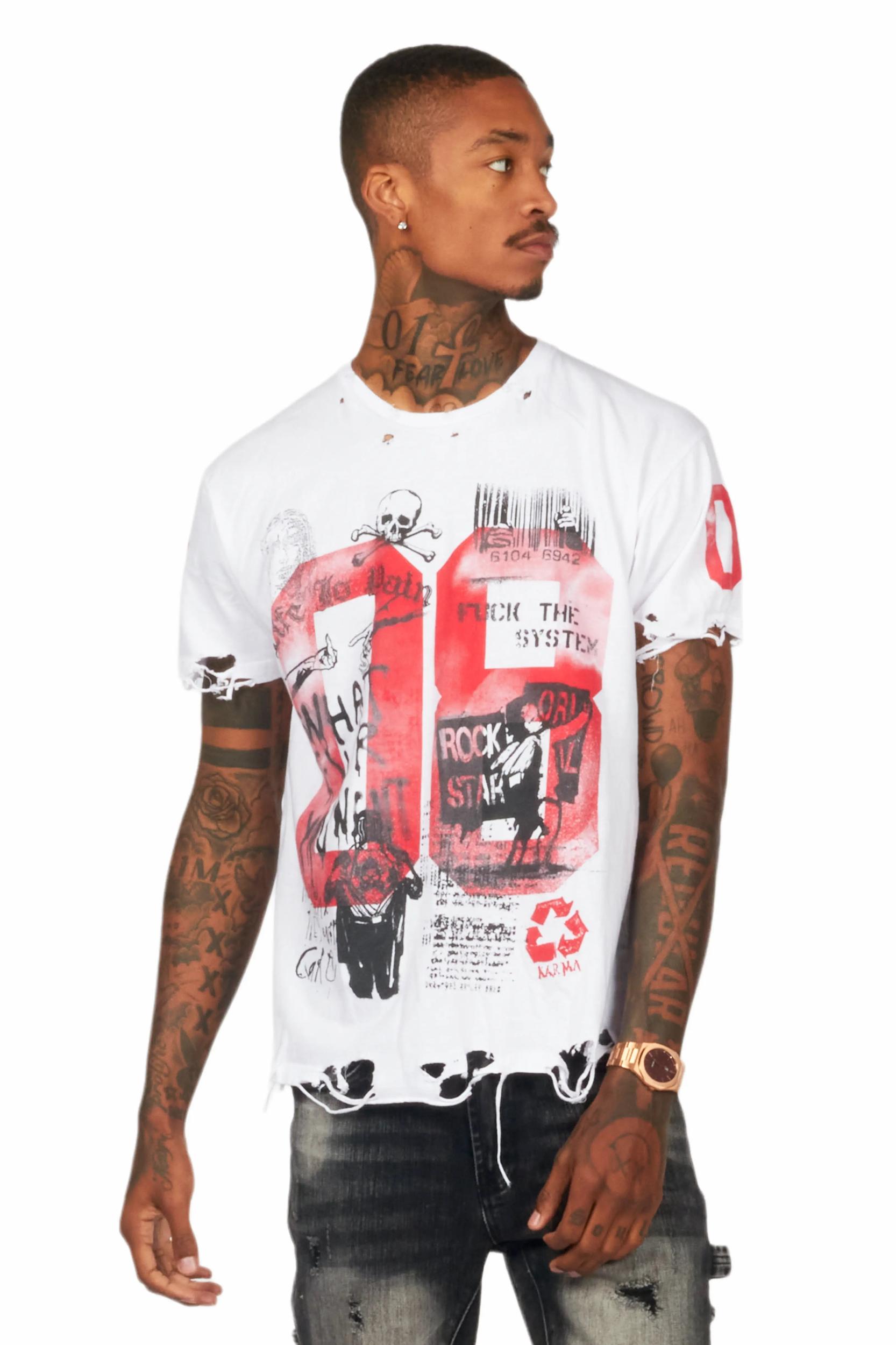 Grill White Graphic Oversized T-Shirt Male Product Image