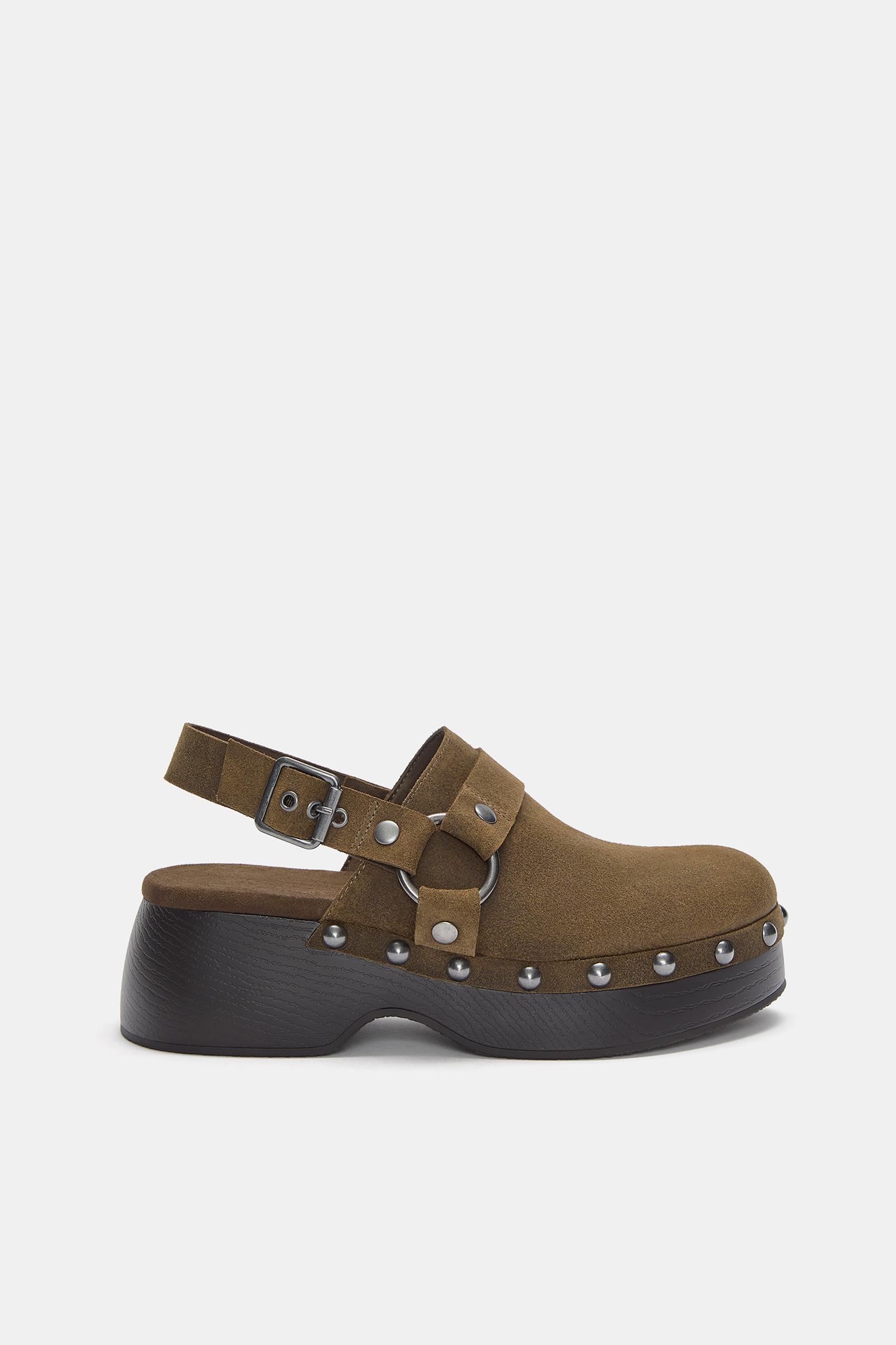 Leather clogs with buckle Product Image