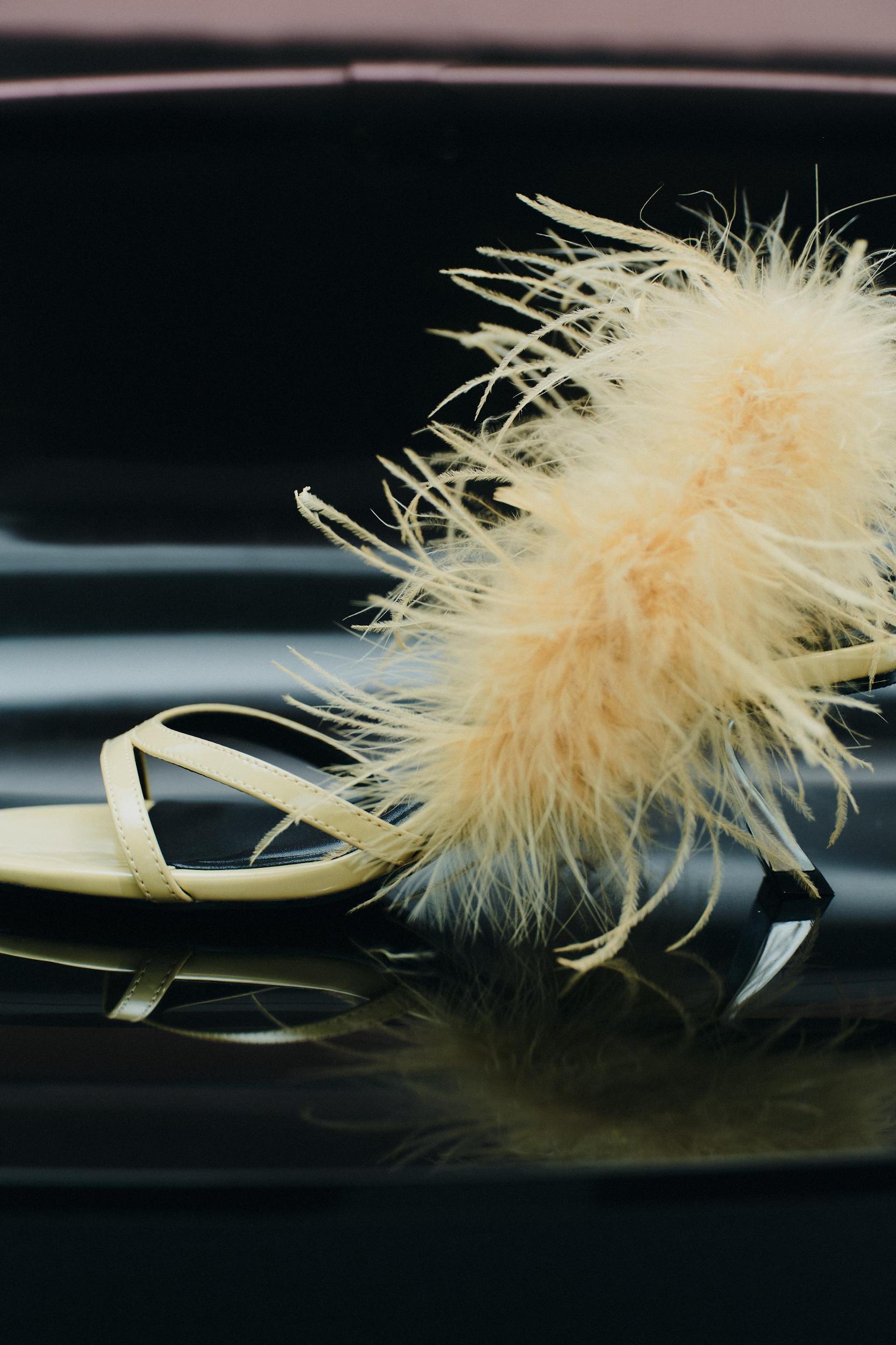 FEATHER METALLIC HEELED SANDALS Product Image