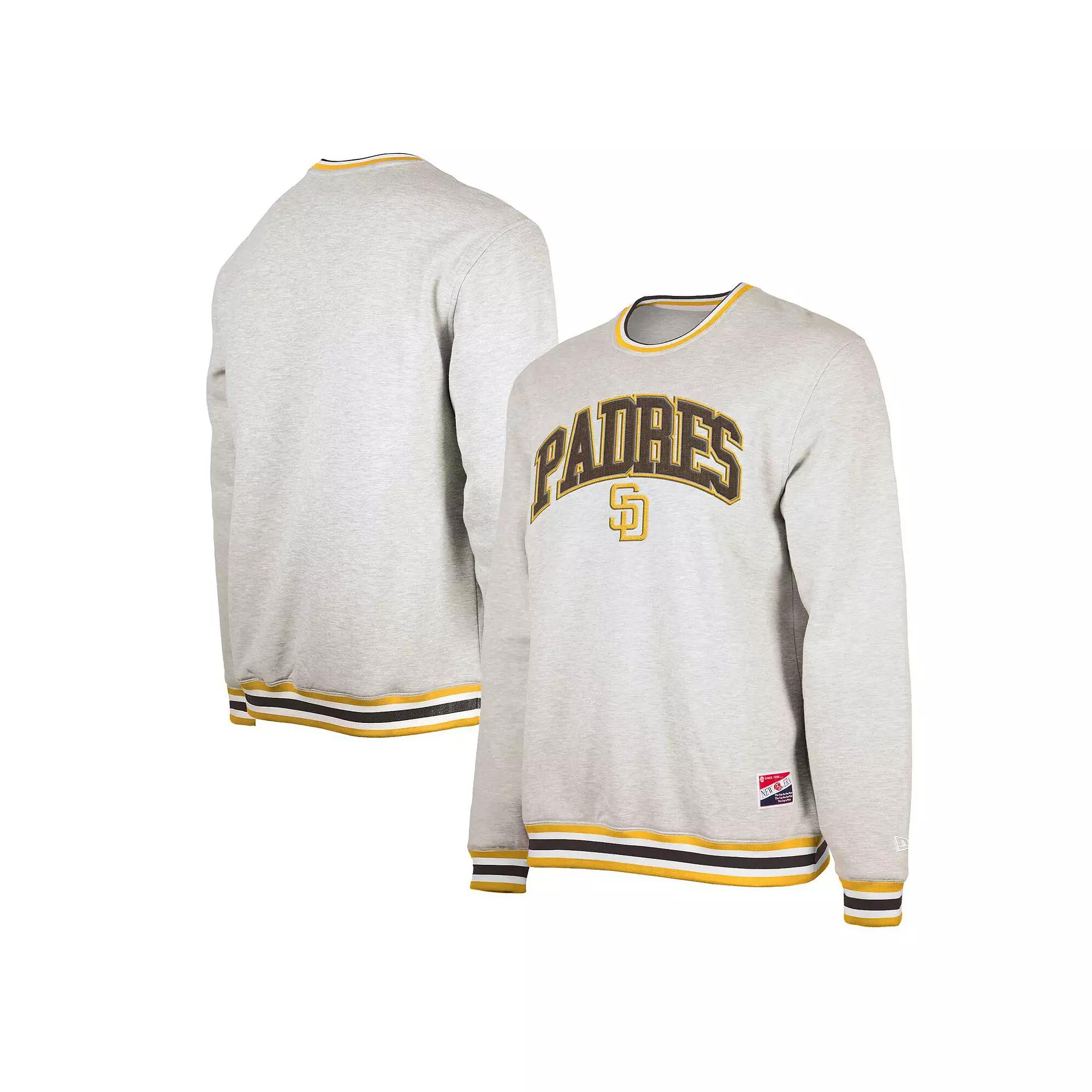 Men's New Era Heather Gray San Diego Padres Throwback Classic Pullover Sweatshirt, Size: 3XL, Grey Product Image