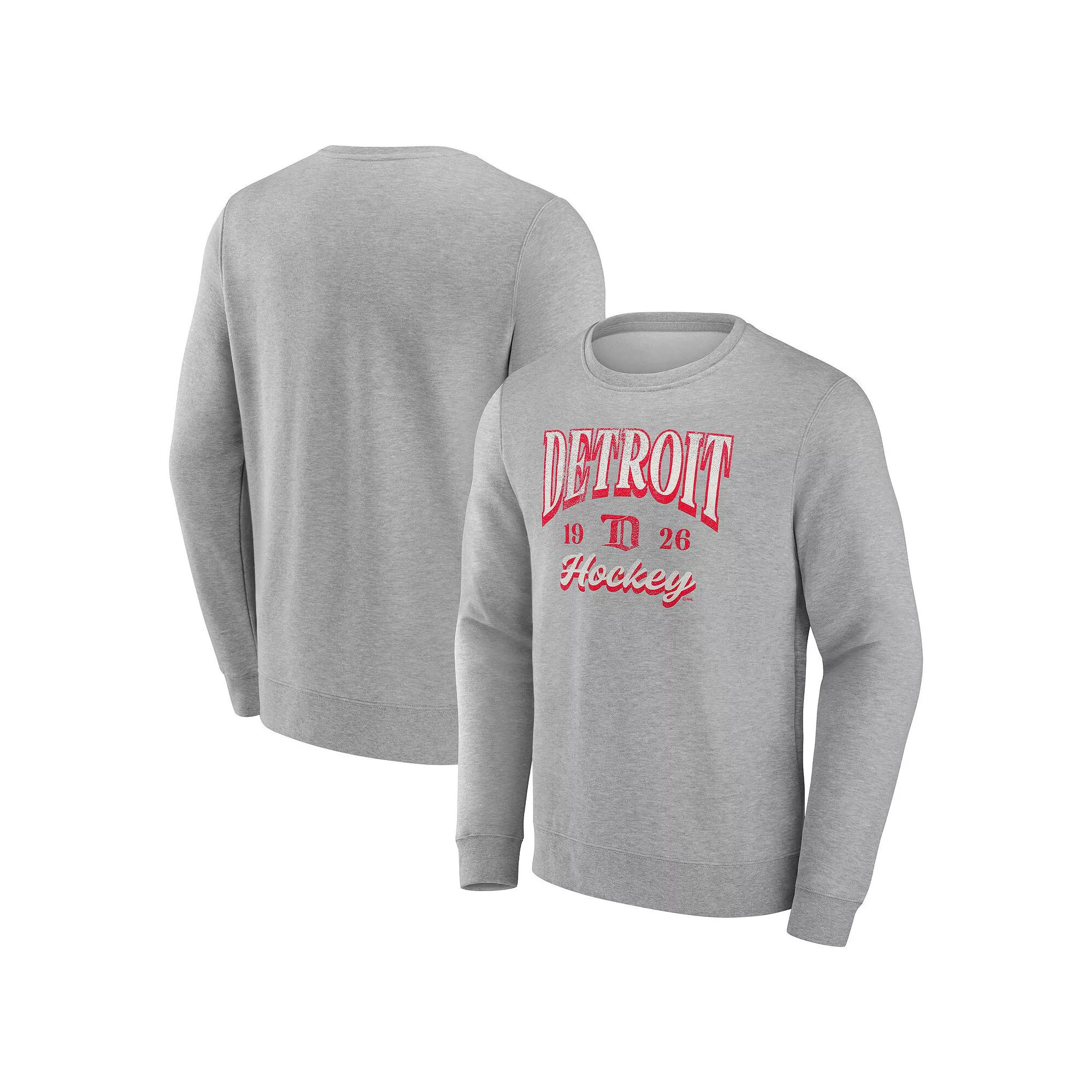 Men's Fanatics Gray Detroit Red Wings Nimbus Fleece Pullover Sweatshirt, Size: XL, Grey Product Image