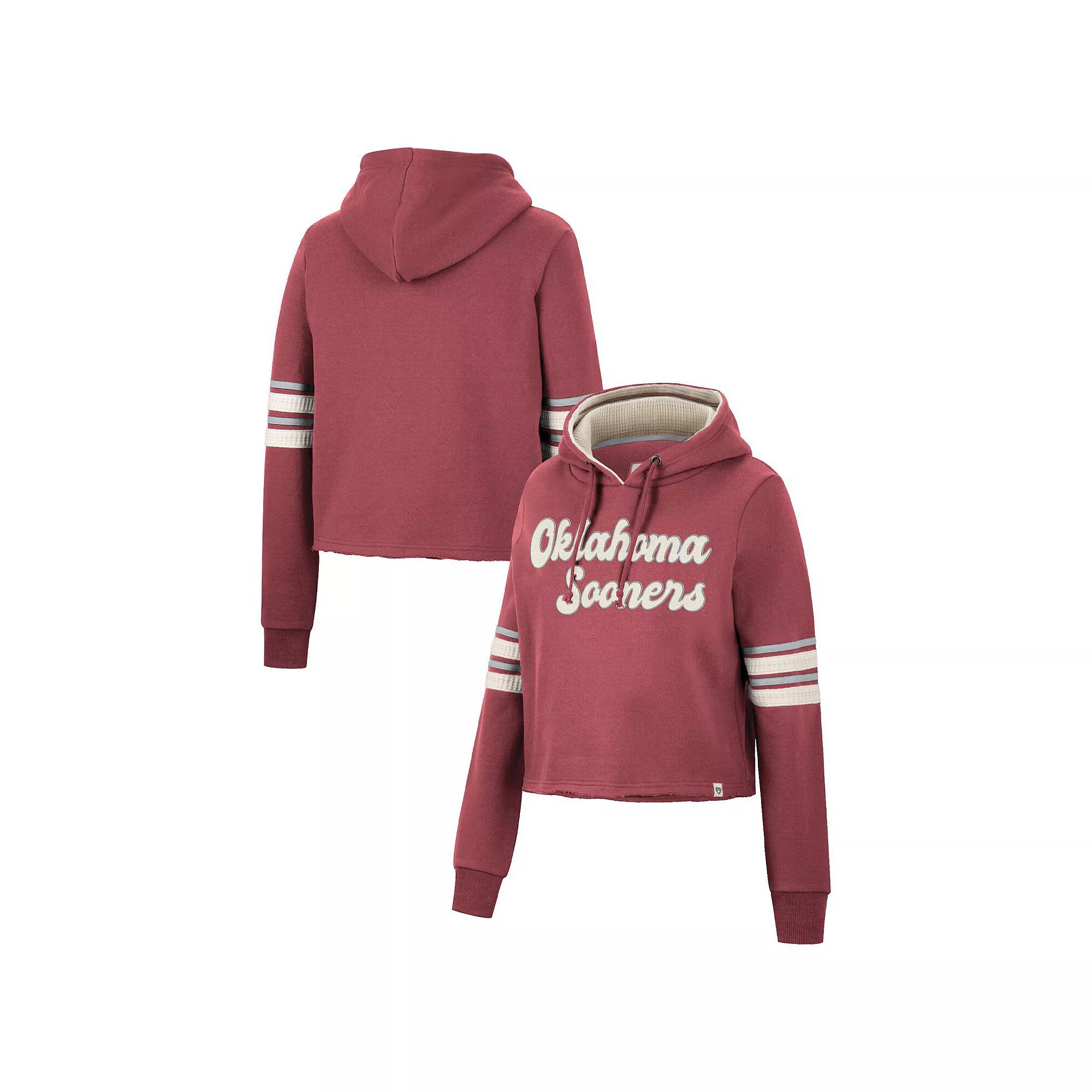 Women's Colosseum Crimson Oklahoma Sooners Retro Cropped Pullover Hoodie,  Product Image