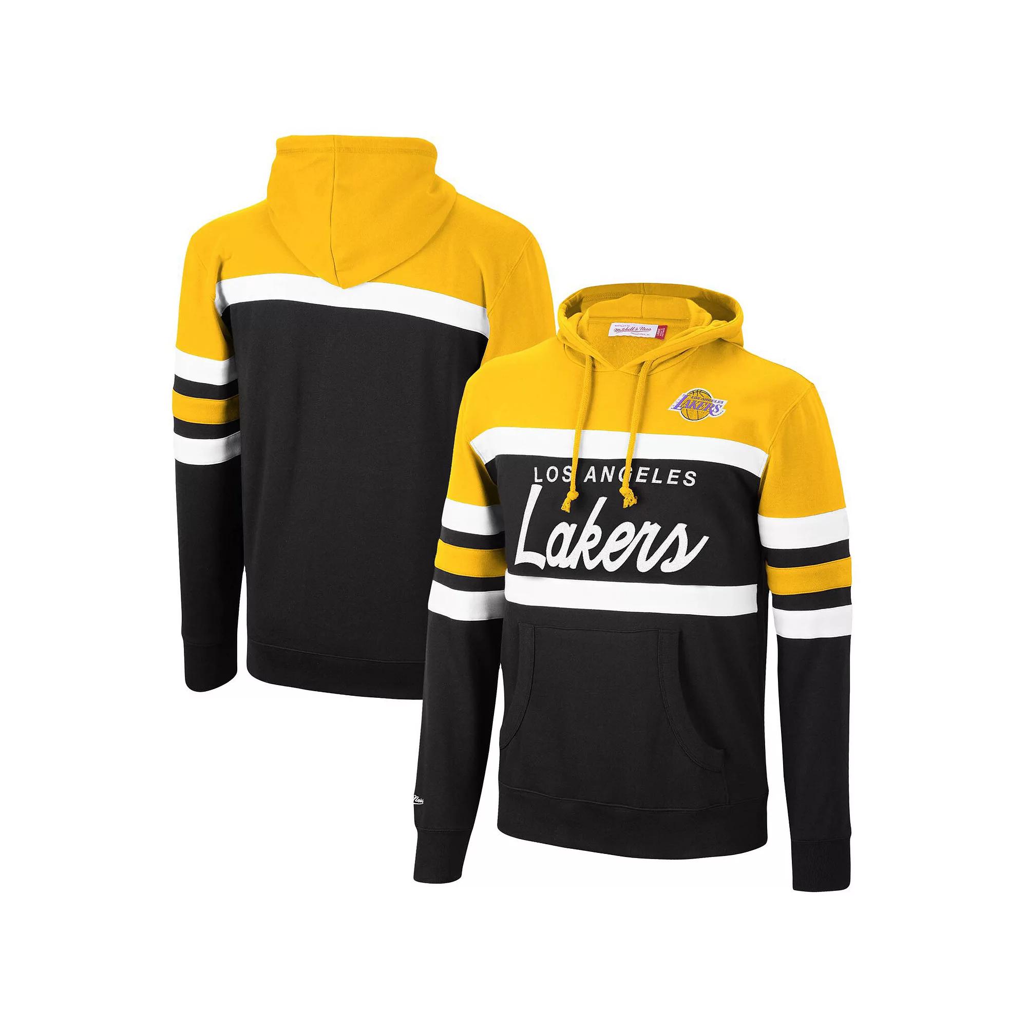 Men's Mitchell & Ness Gold/Black Los Angeles Lakers Head Coach Pullover Hoodie, Size: Large Product Image