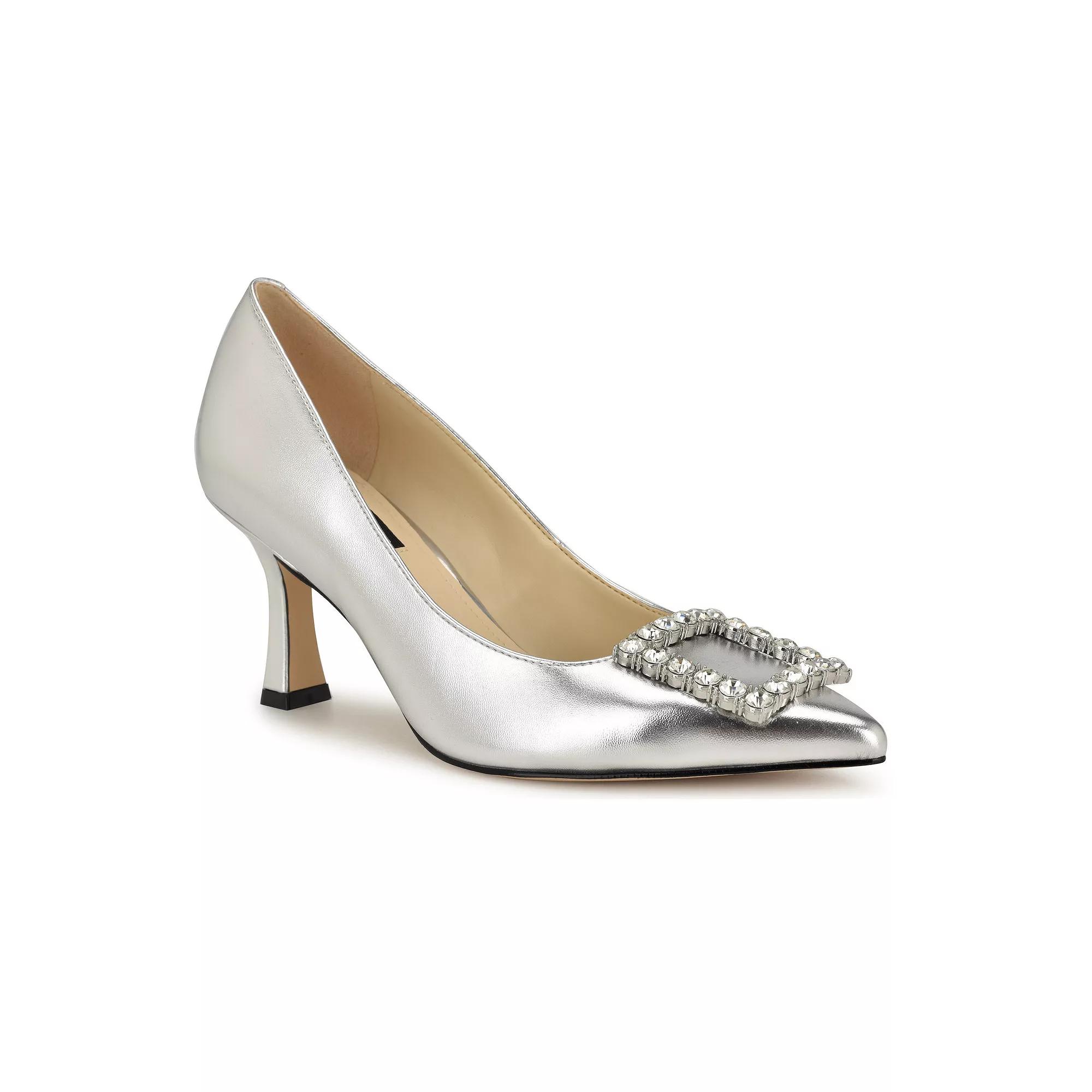 Nine West Jaquee Women's Buckle Toe Embellished Dress Pumps, Size: 5, Silver Product Image