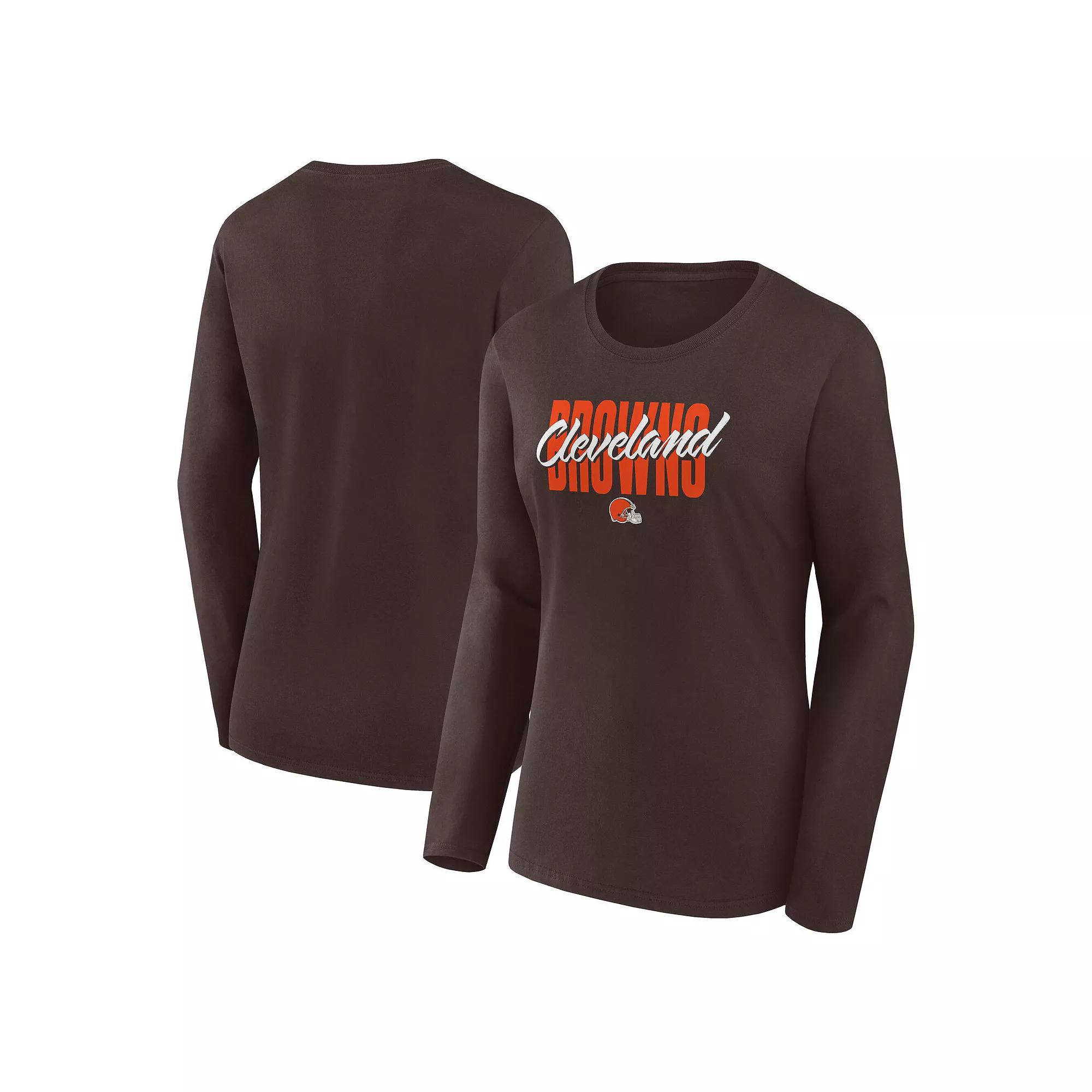 Women's Brown Cleveland Browns Grip Long Sleeve T-Shirt,  Product Image