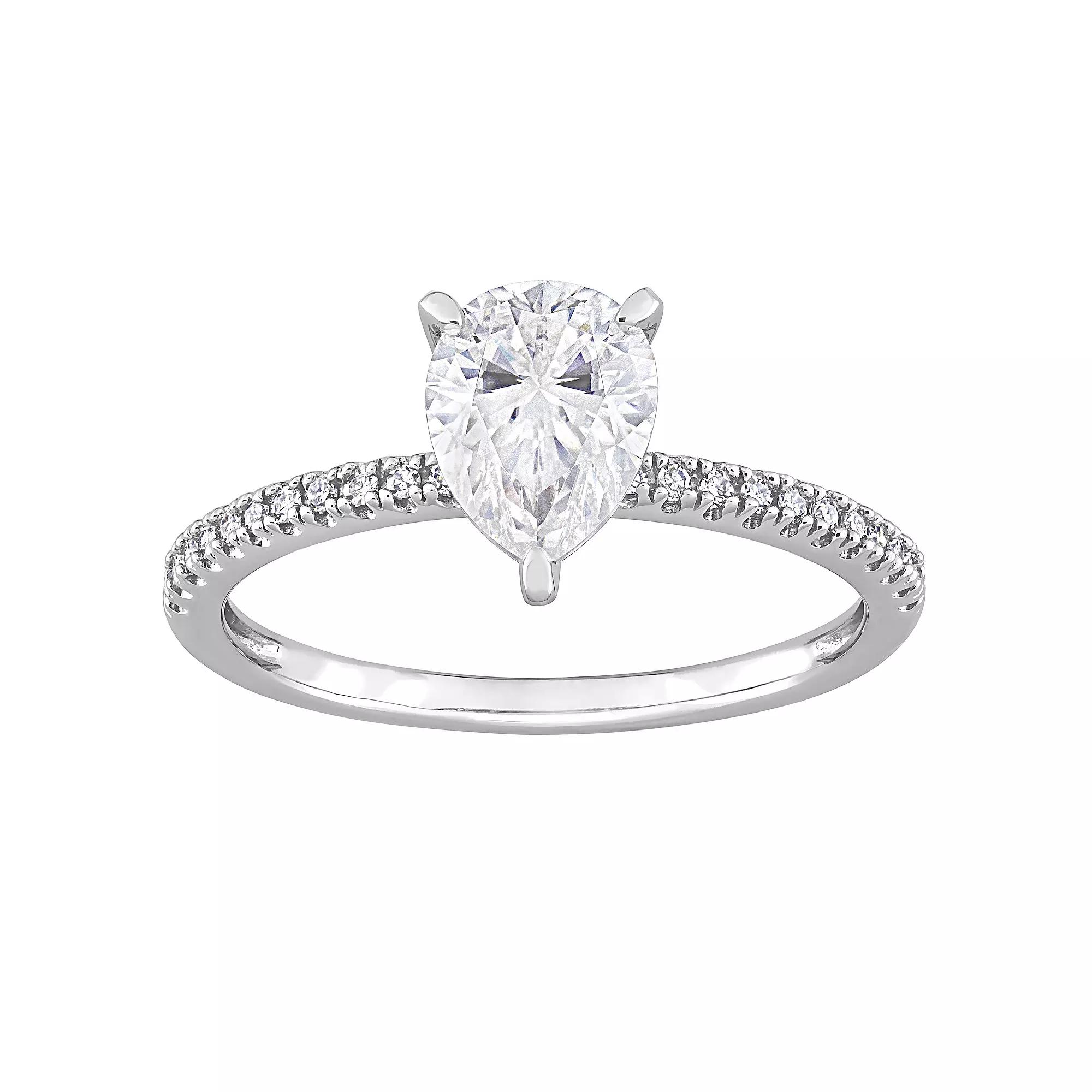 Stella Grace 14k White Gold 1 1/4 Lab-Created Moissanite & 1/10 Carat T.W Diamond Engagement Ring, Women's, Size: 6 Product Image