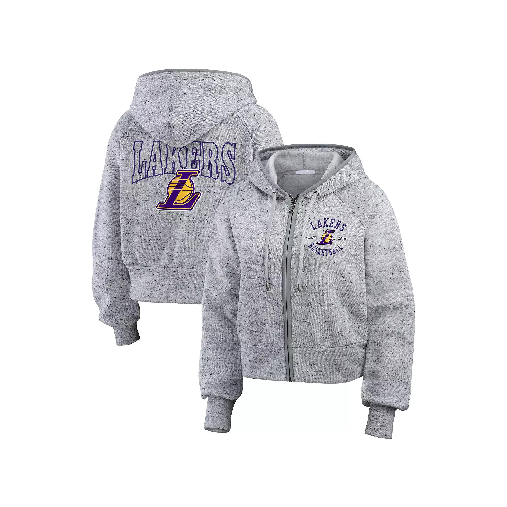 Women's WEAR by Erin Andrews Heather Gray Los Angeles Lakers Speckled Radiator Full-Zip Hoodie,  Product Image