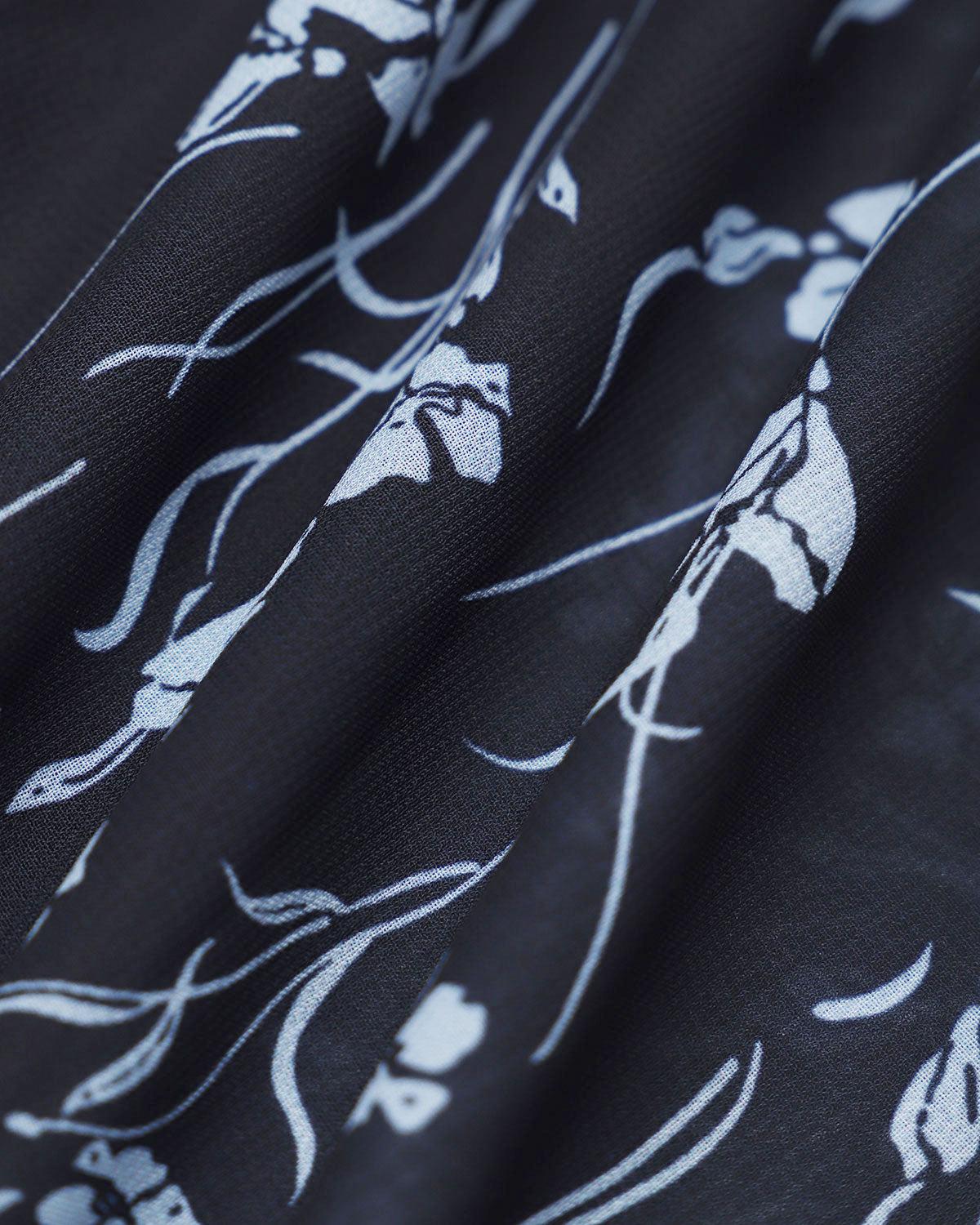 Navy Floral Sweetheart Neck Midi Dress Product Image