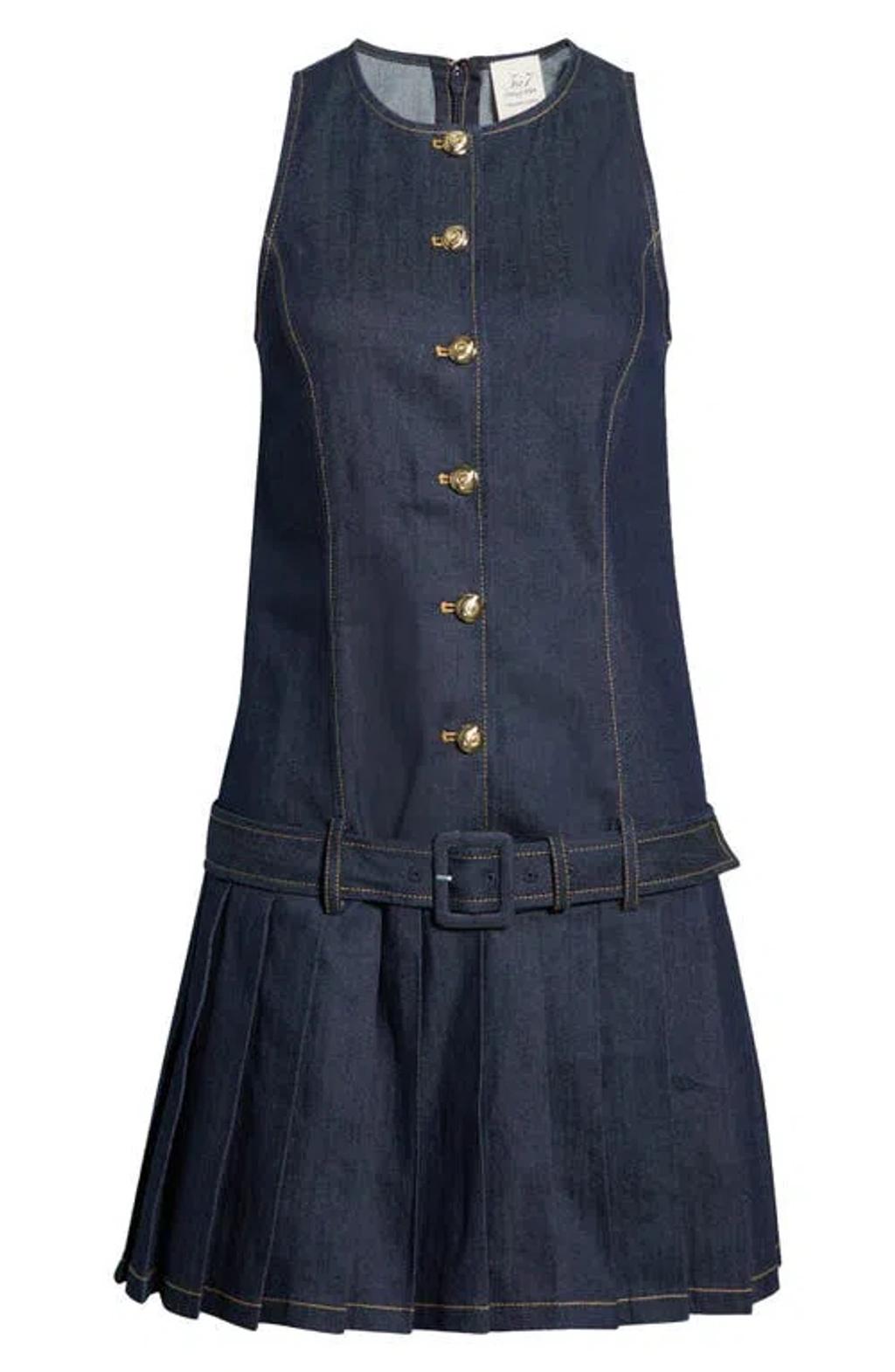 CINQ À SEPT Elyse Pleat Denim Minidress In Multi Product Image