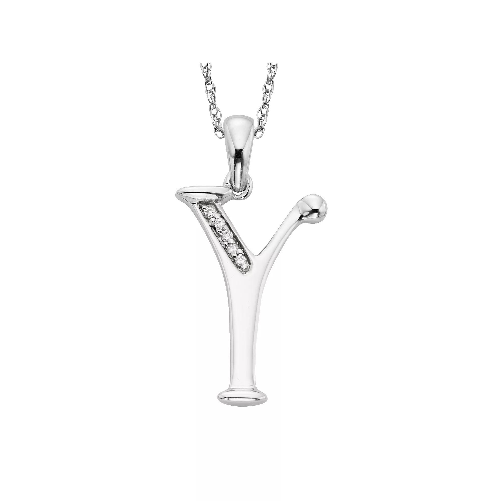 Sterling Silver Diamond Accent Initial Pendant, Women's,  Product Image