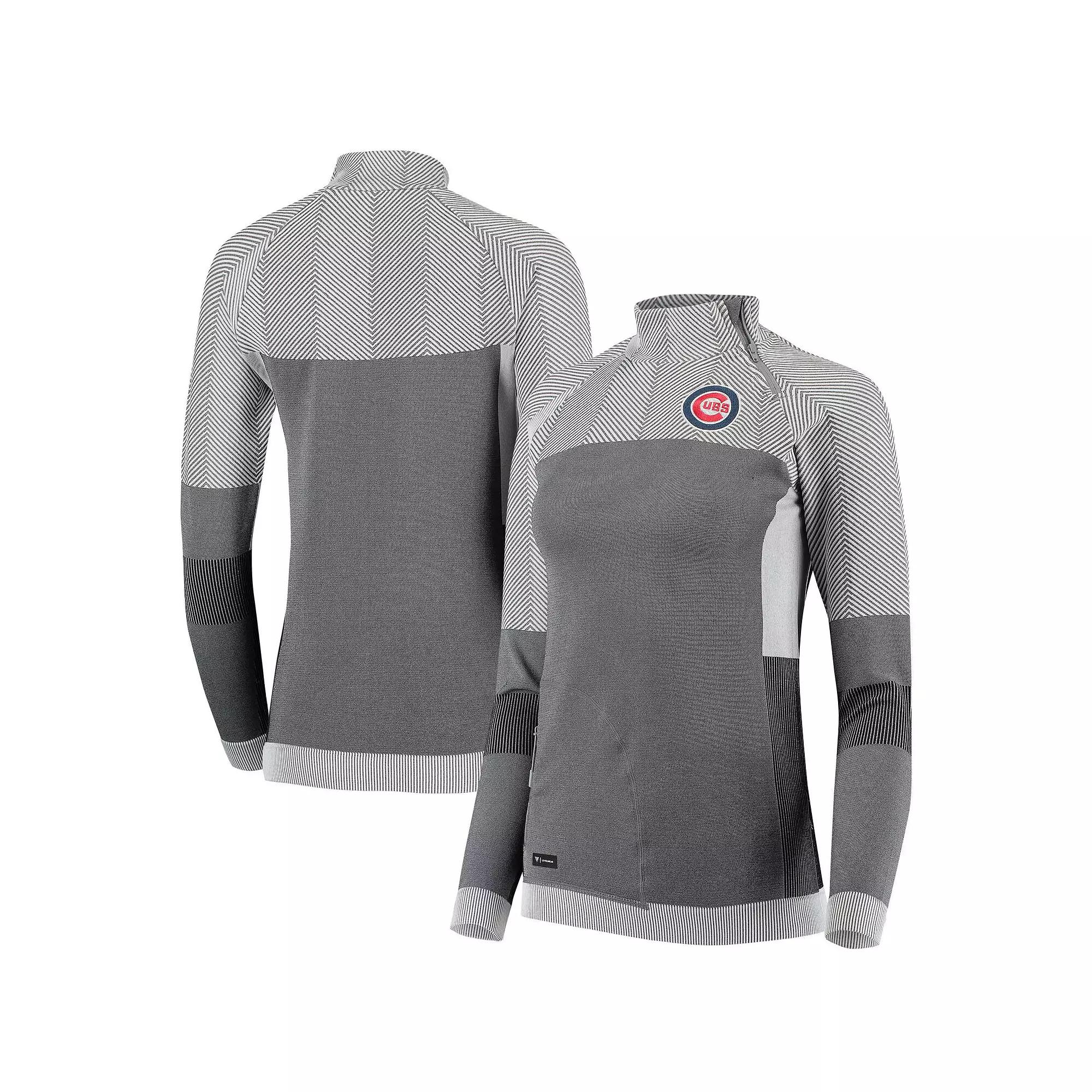 Women's Levelwear Gray Chicago Cubs Verse Asymmetrical Tri-Blend Quarter-Zip Jacket, Size: Large, Grey Product Image