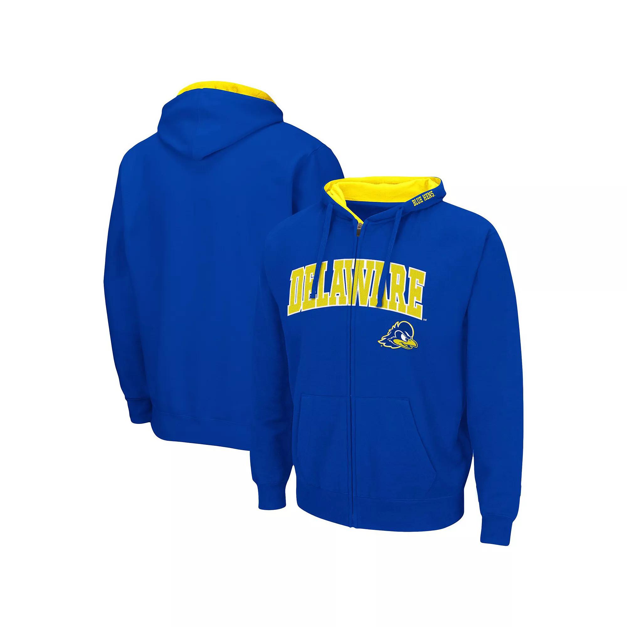 Men's Colosseum Royal Delaware Fightin' Blue Hens Arch & Logo 3.0 Full-Zip Hoodie,  Product Image