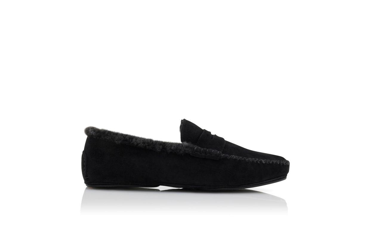 KENSINGTON Black Suede Shearling Lined Loafers Product Image
