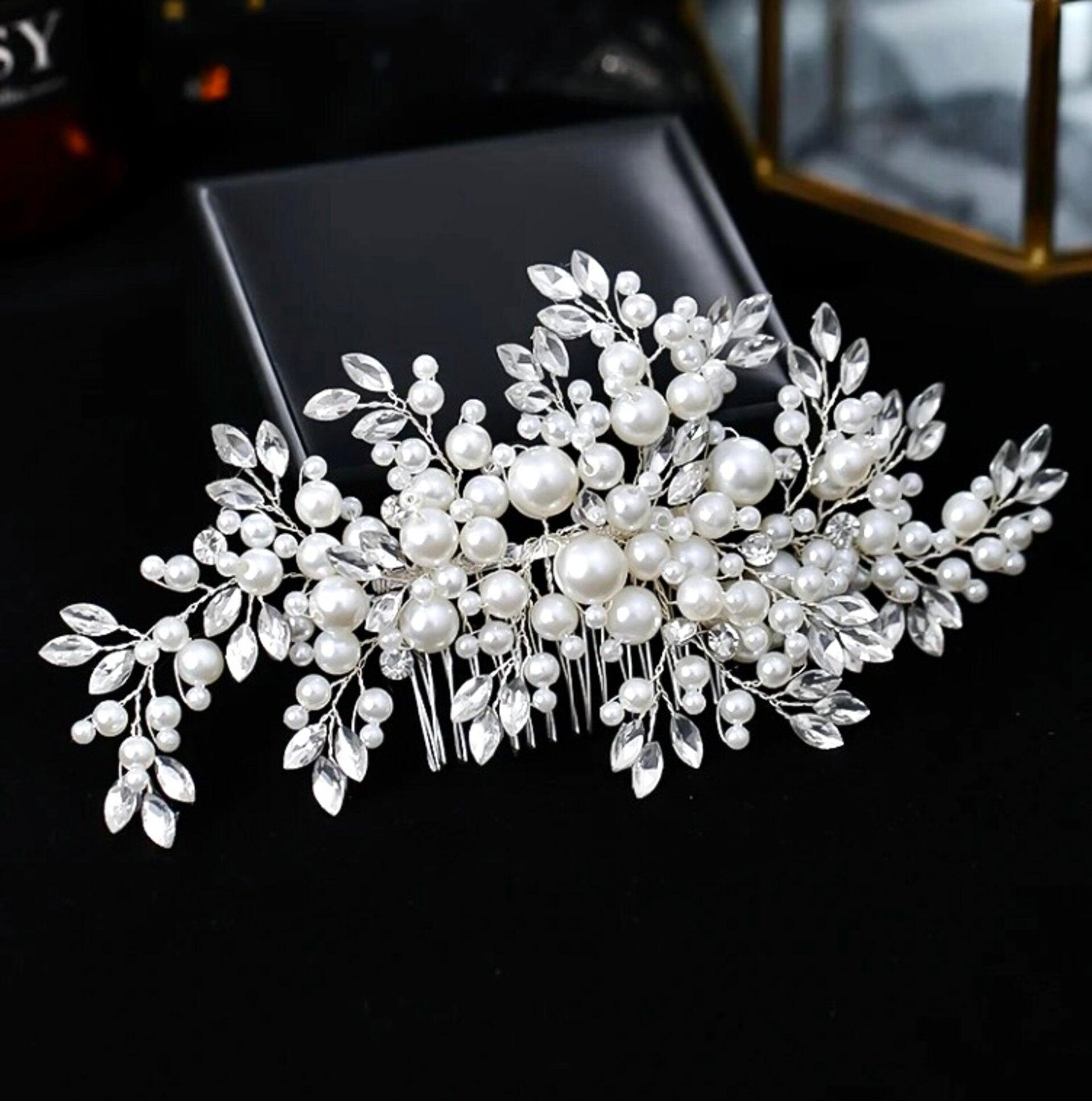 "Anjelica" - Pearl and Crystal Bridal Hair Comb Product Image