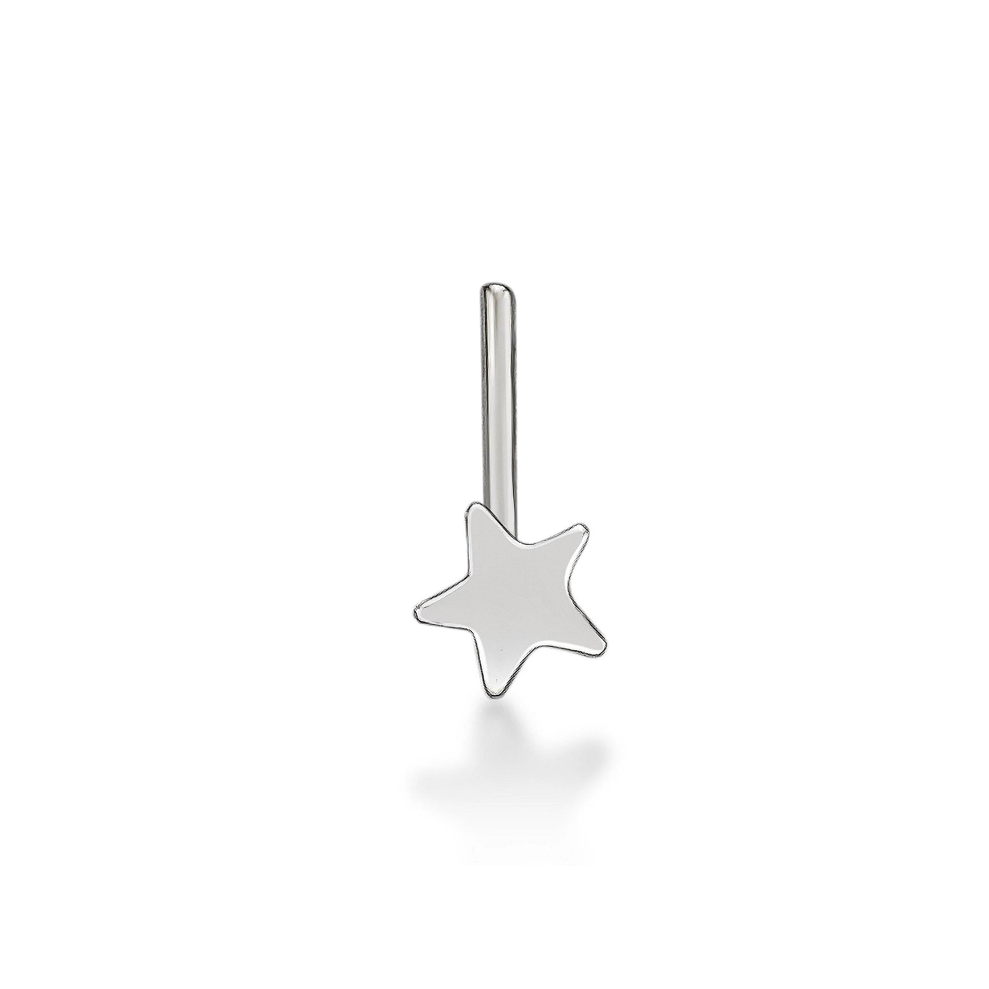 Lila Moon 14k White Gold Star L-Shaped Nose Stud, Women's Product Image