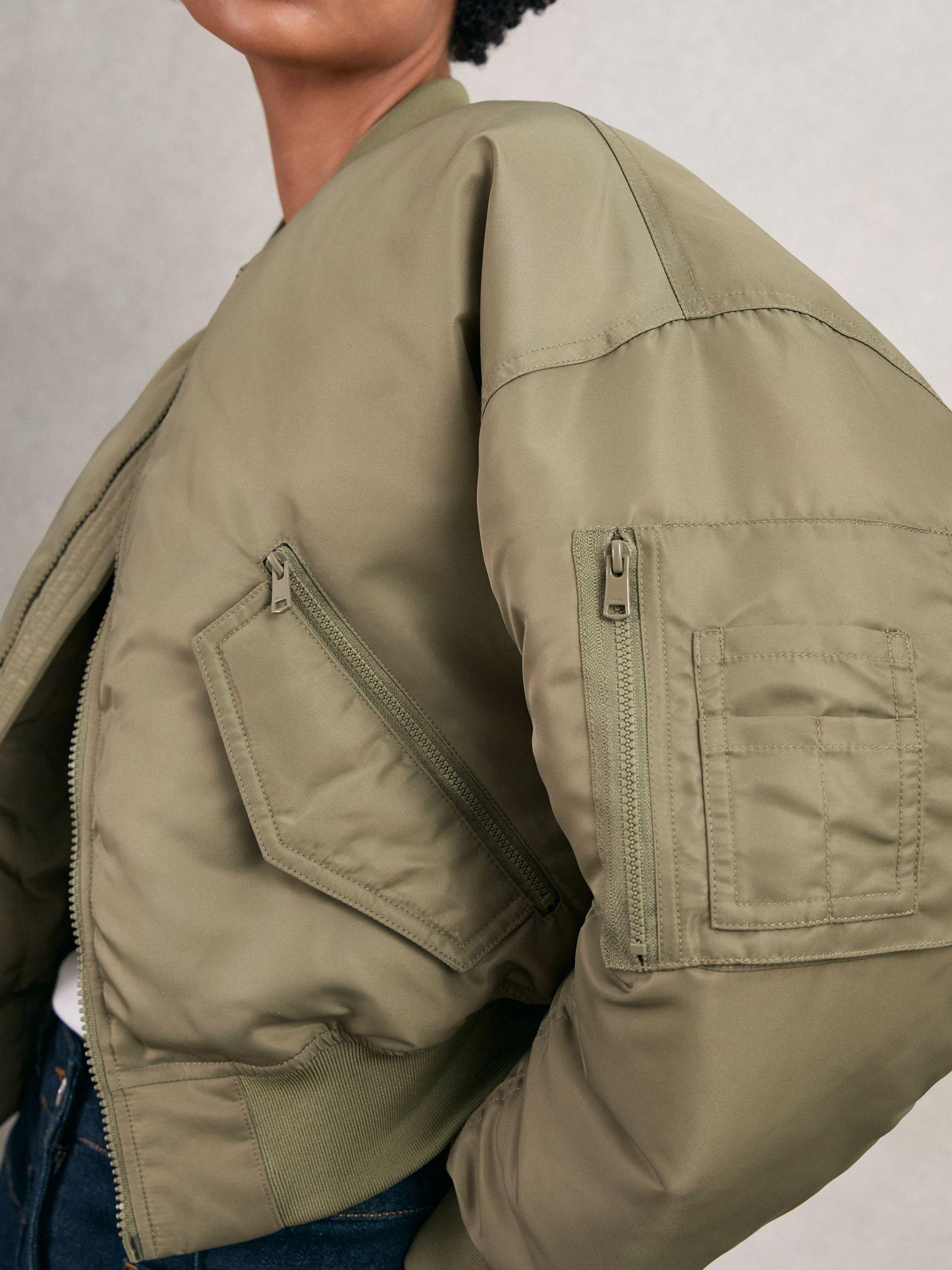 Technical Puffer Bomber Jacket in Khaki Product Image