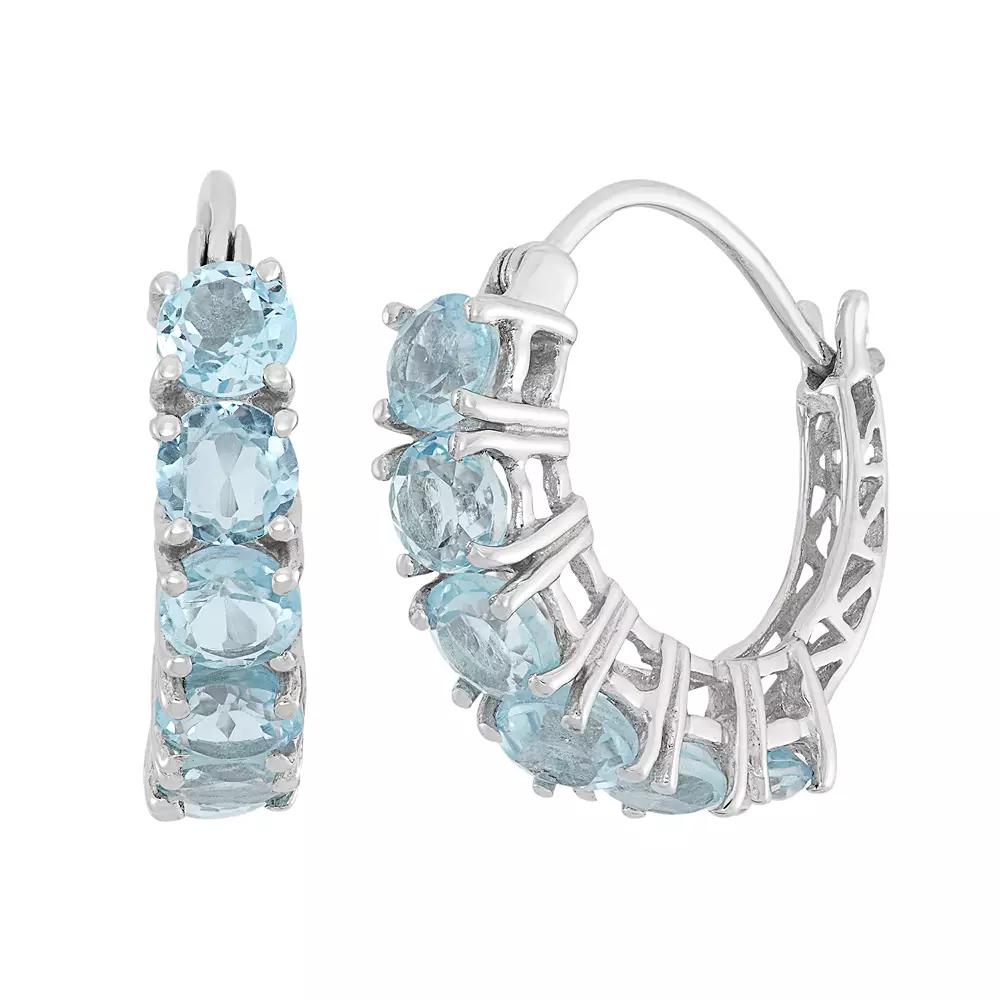 Jewelexcess Sky Blue Topaz Sterling Silver Hoop Earrings, Women's Product Image