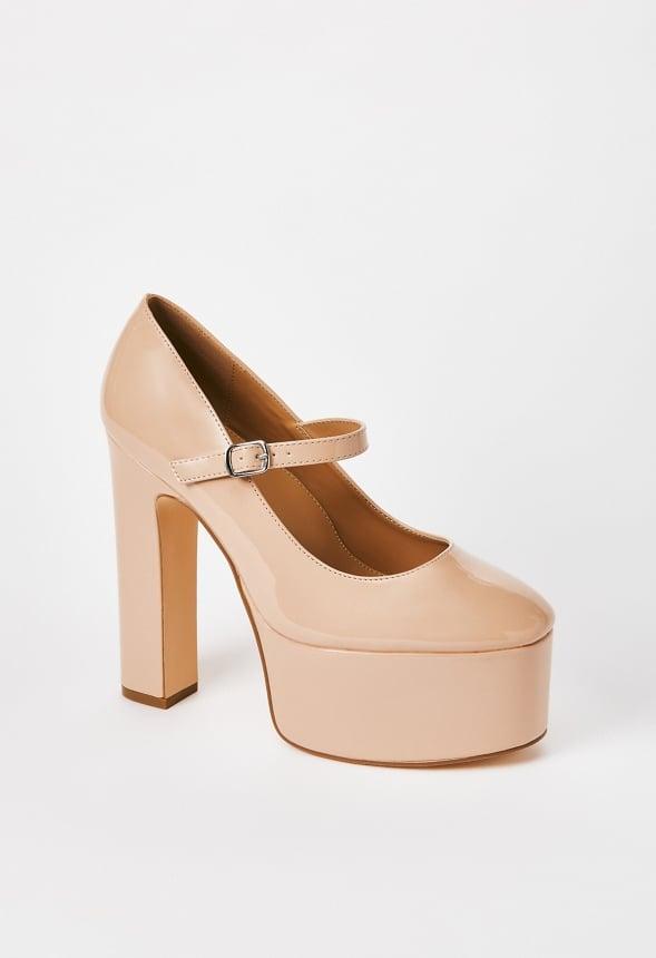 JustFab Margaux Platform Loafer Pump Womens Black/ White Size 8.5 Product Image