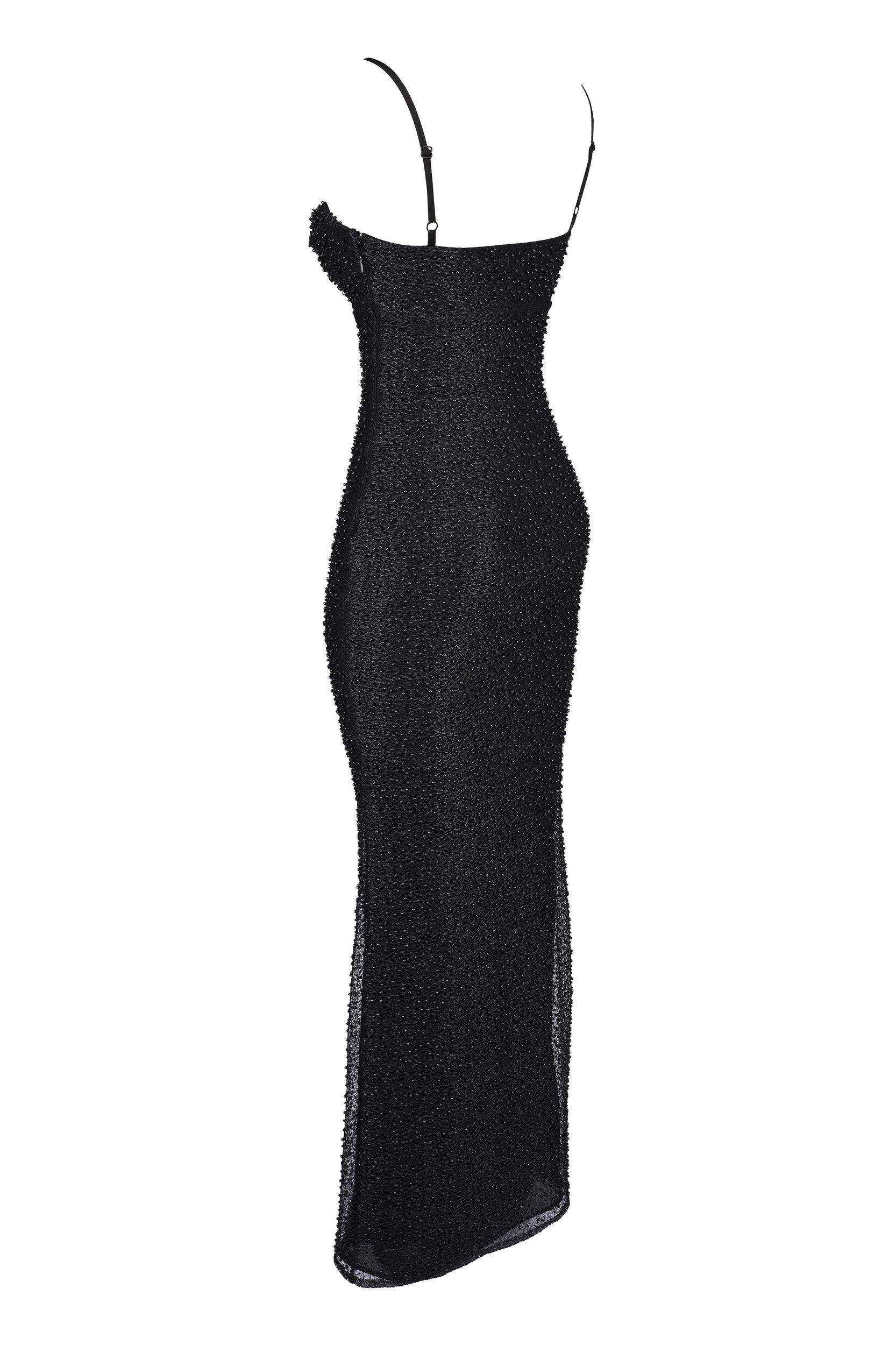 Calla  black pearl embellished maxi dress Product Image
