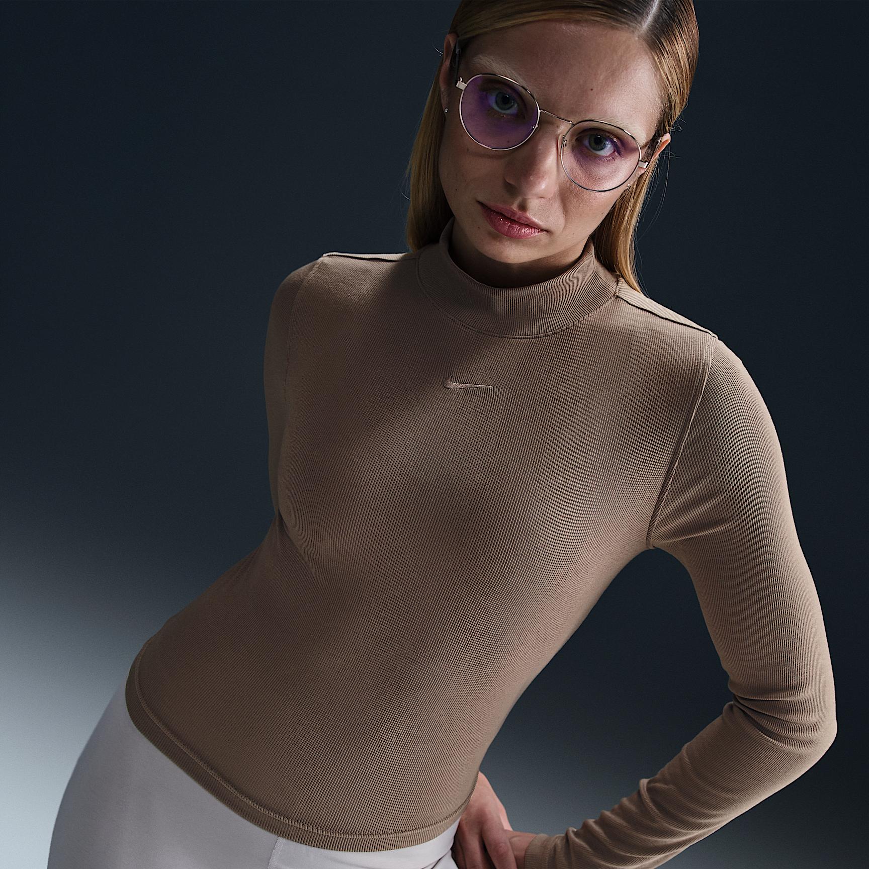 Nike Sportswear Essential Women's Ribbed Mock-Neck Long-Sleeve Top Product Image