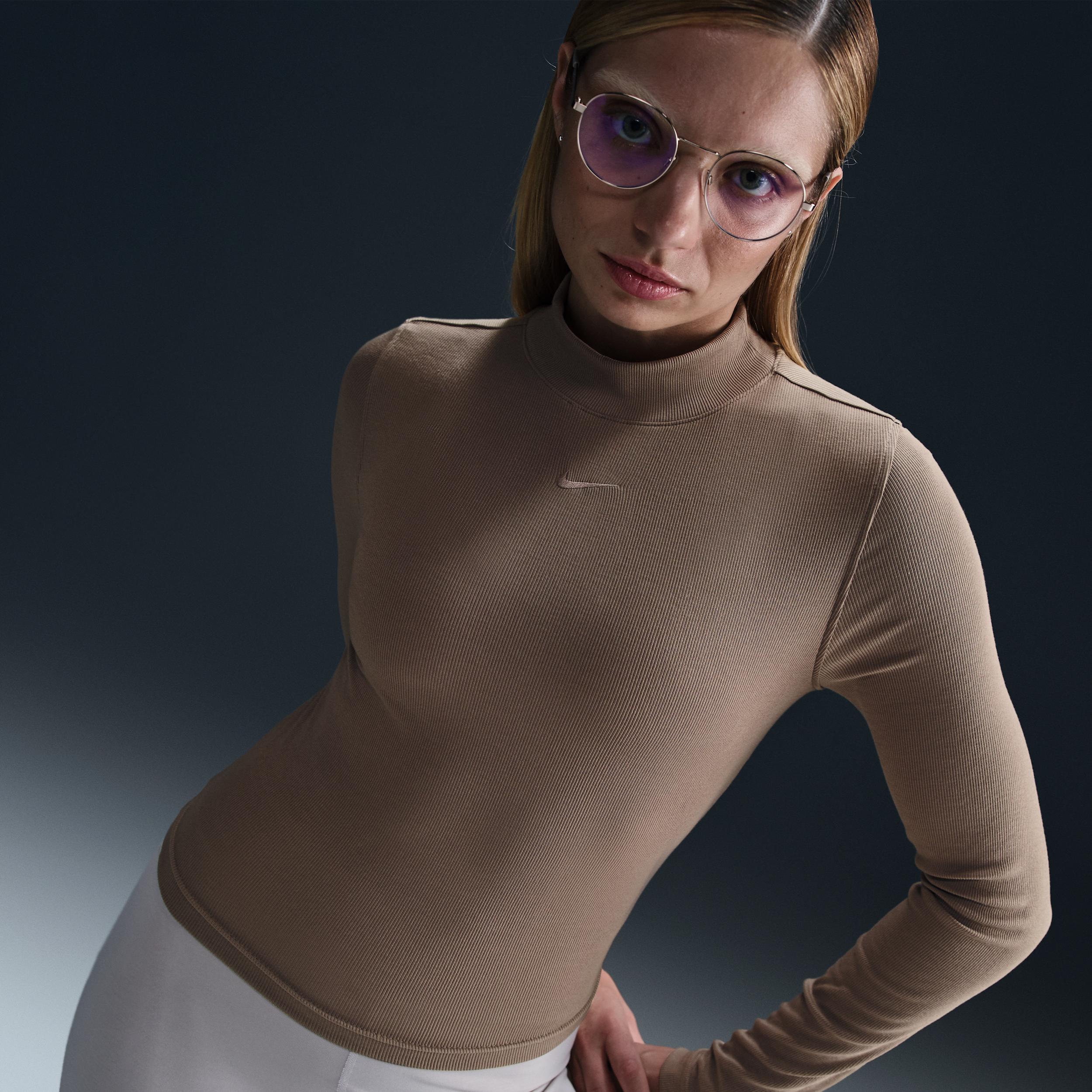 Nike Sportswear Essential Women's Ribbed Mock-Neck Long-Sleeve Top Product Image