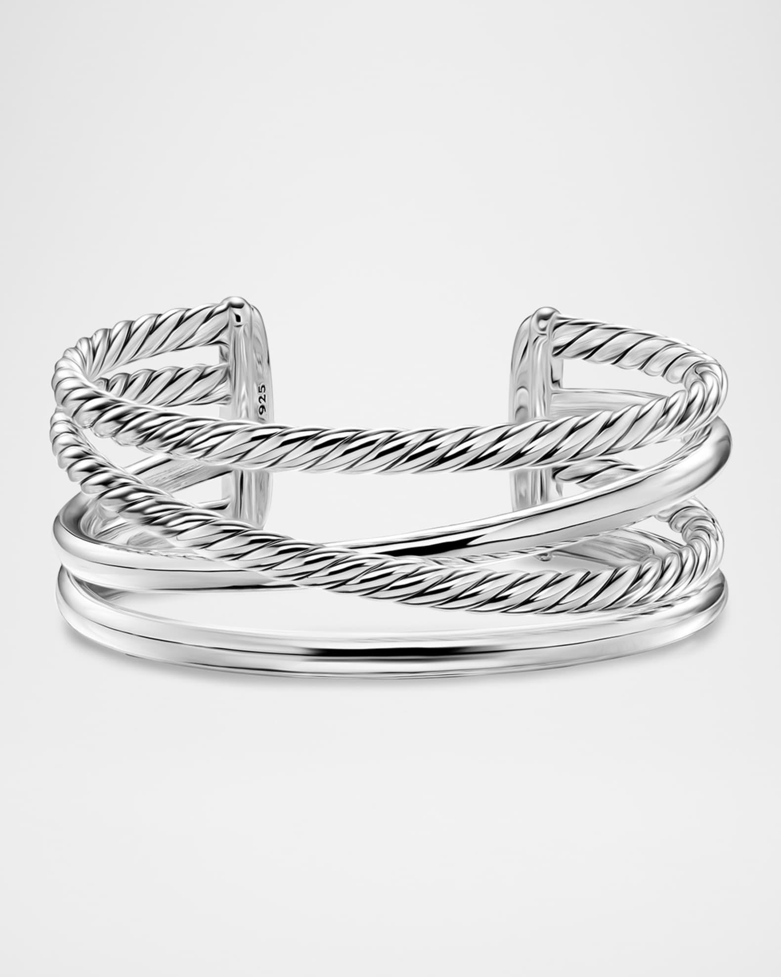 Bold Crossover 3 Row Bracelet in Sterling Silver, 20mm Product Image