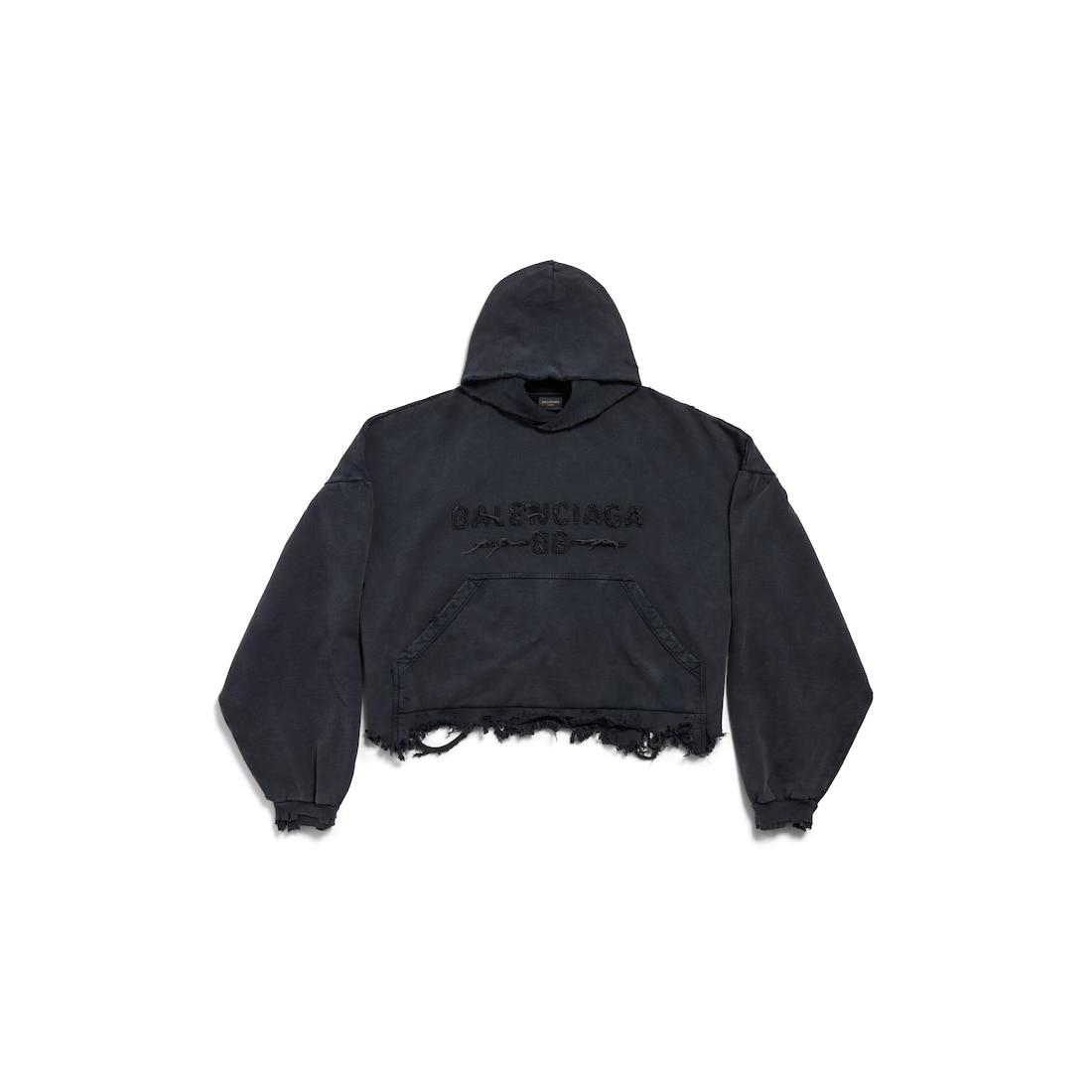 Women's Cropped Hoodie in Black Faded Product Image