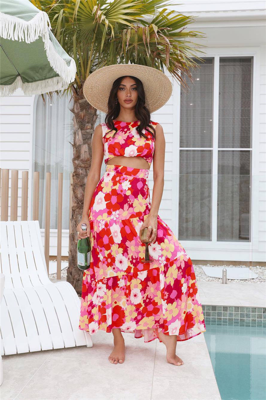Picnic At Sunset Maxi Dress Pink Product Image