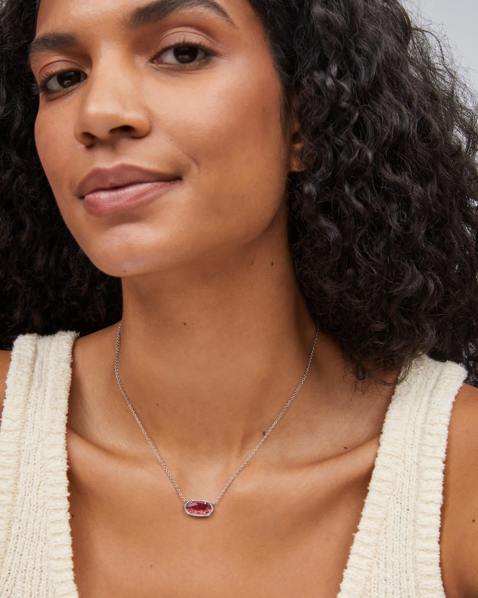 Elisa Silver Pendant Necklace in Berry Glass Product Image