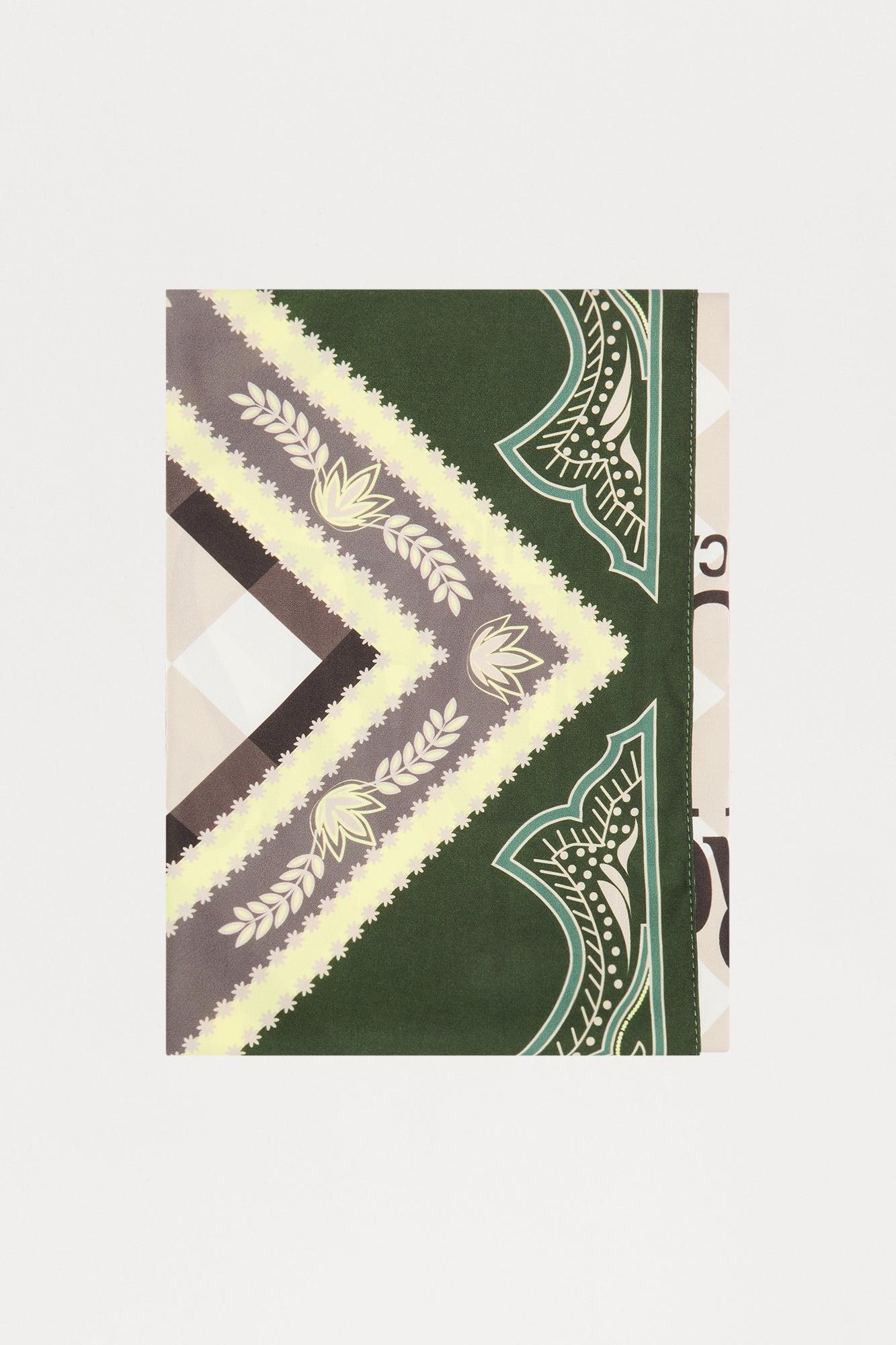 Club Sunday Large Satin Bandana  - Green/combo Male Product Image