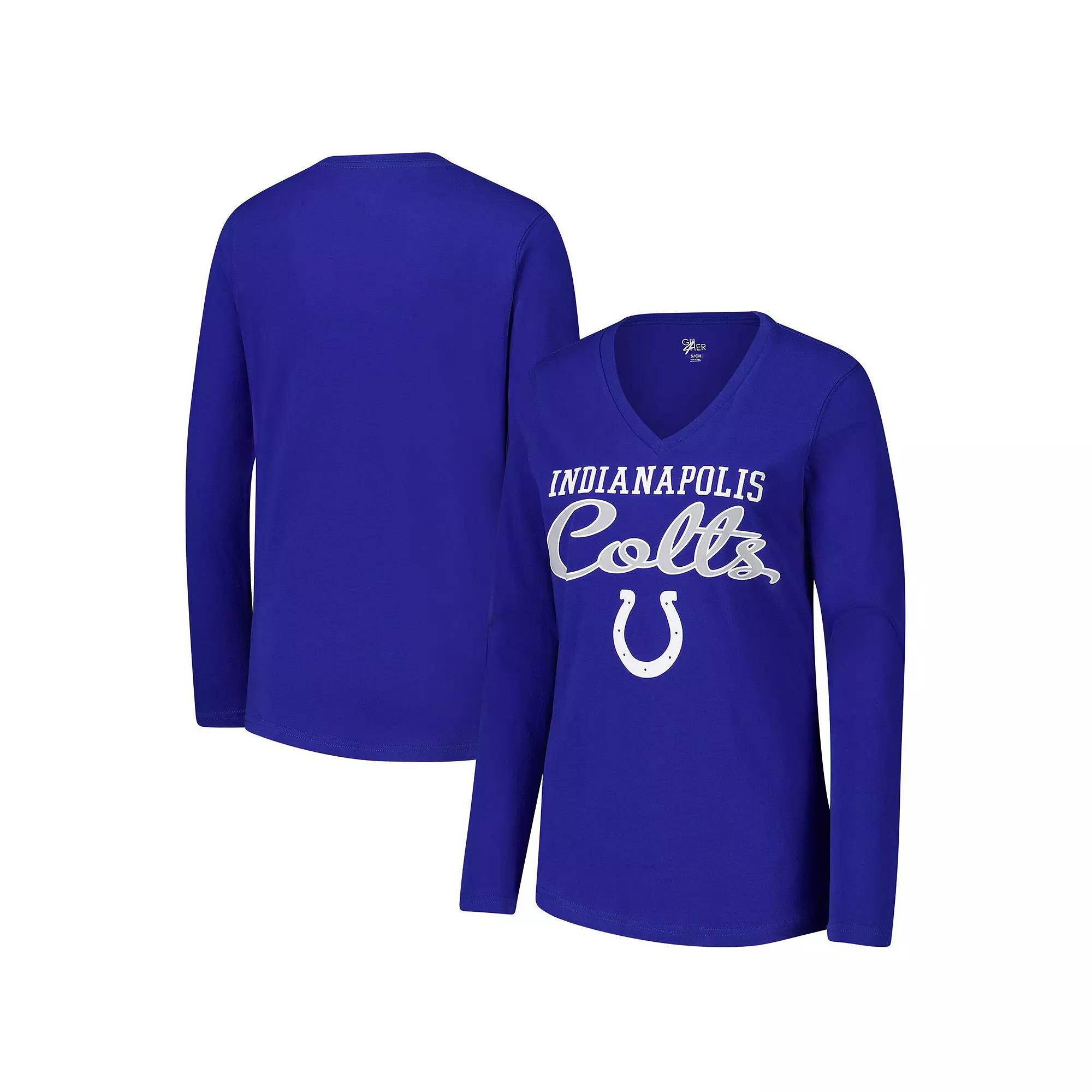 Women's G-III 4Her by Carl Banks Royal Indianapolis Colts Post Season Long Sleeve V-Neck T-Shirt,  Product Image