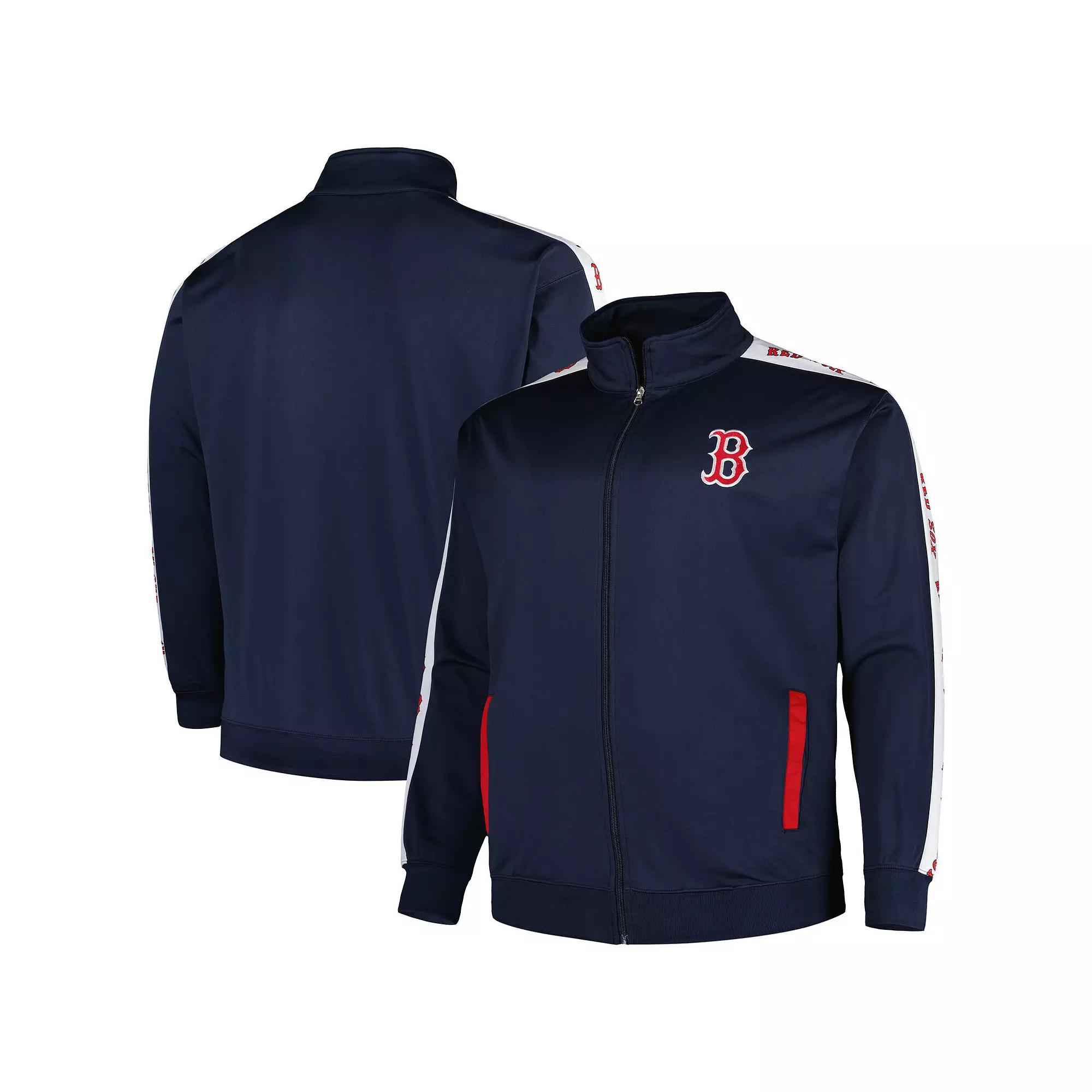 Men's Navy Boston Red Sox Big & Tall Tricot Track Full-Zip Jacket,  Product Image