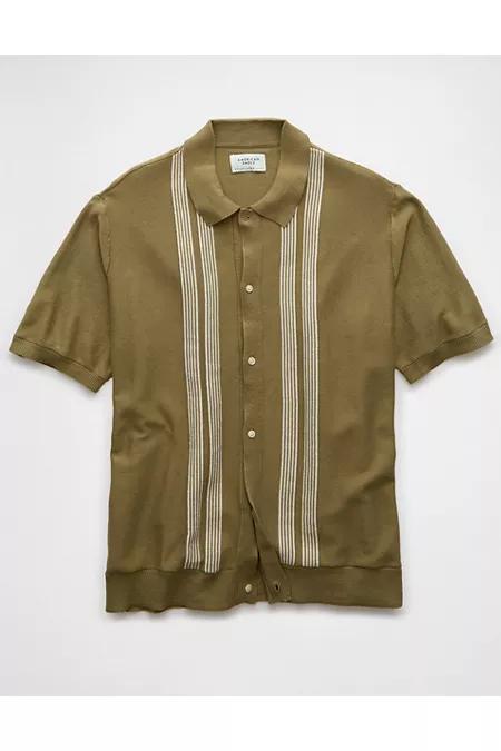 AE Weekend Button-Up Striped Sweater Polo Shirt Men's Product Image