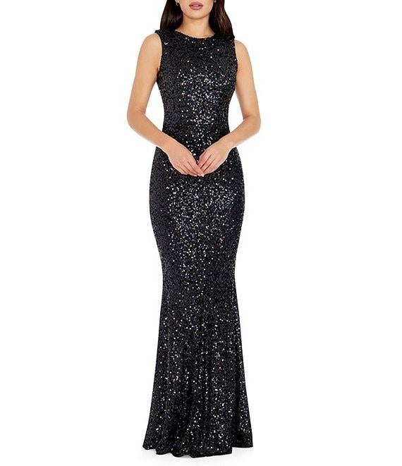 Dress the Population Leighton Sequin Round Neck Sleeveless Mermaid Gown Product Image