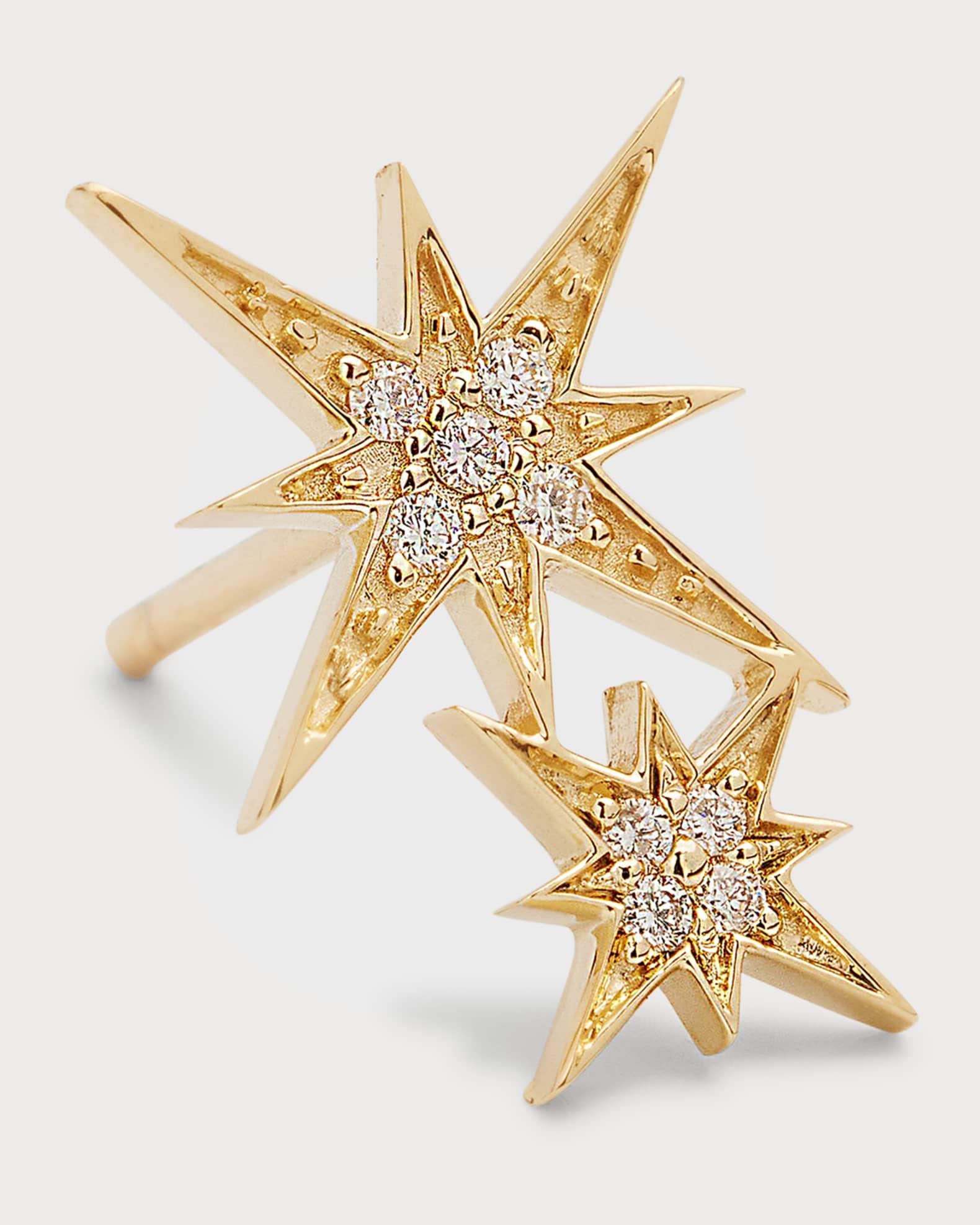 14k Pave Diamond Double Starburst Stud Earring Product Image