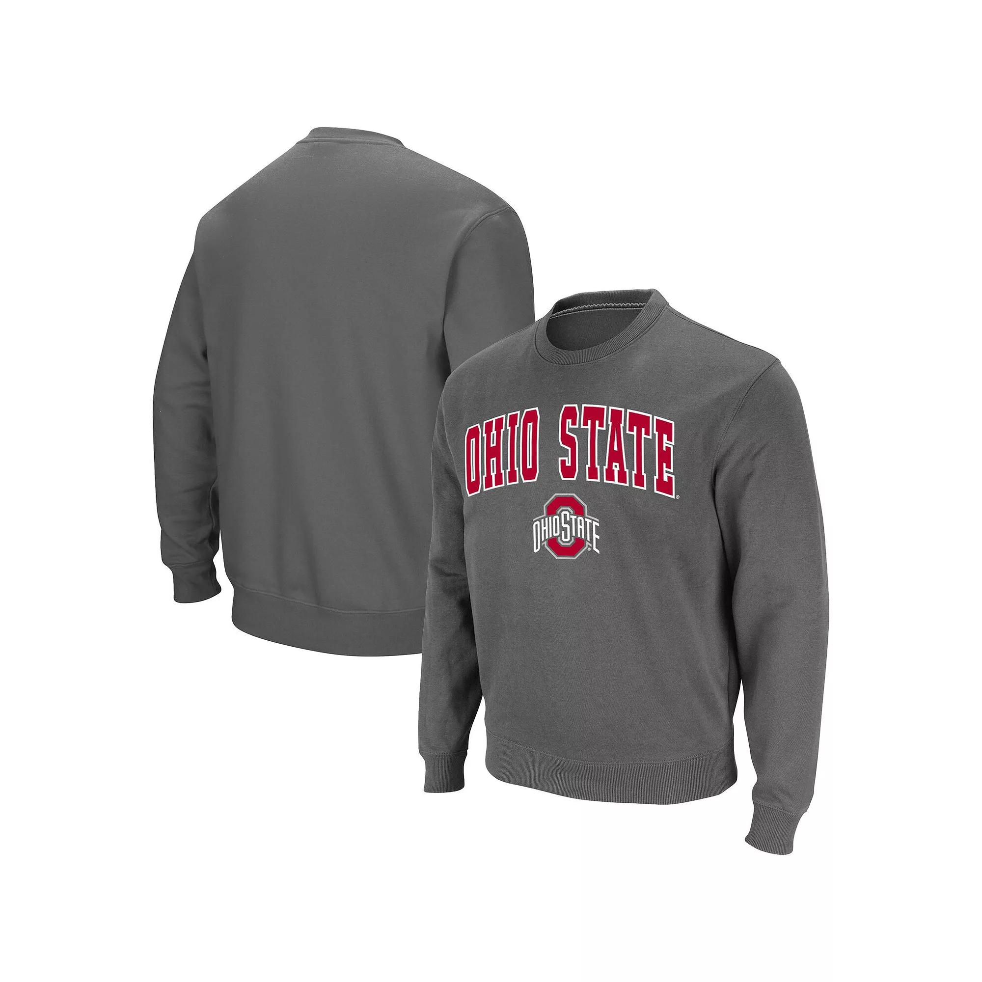 Men's Colosseum Charcoal Ohio State Buckeyes Team Arch & Logo Tackle Twill Pullover Sweatshirt,  Product Image