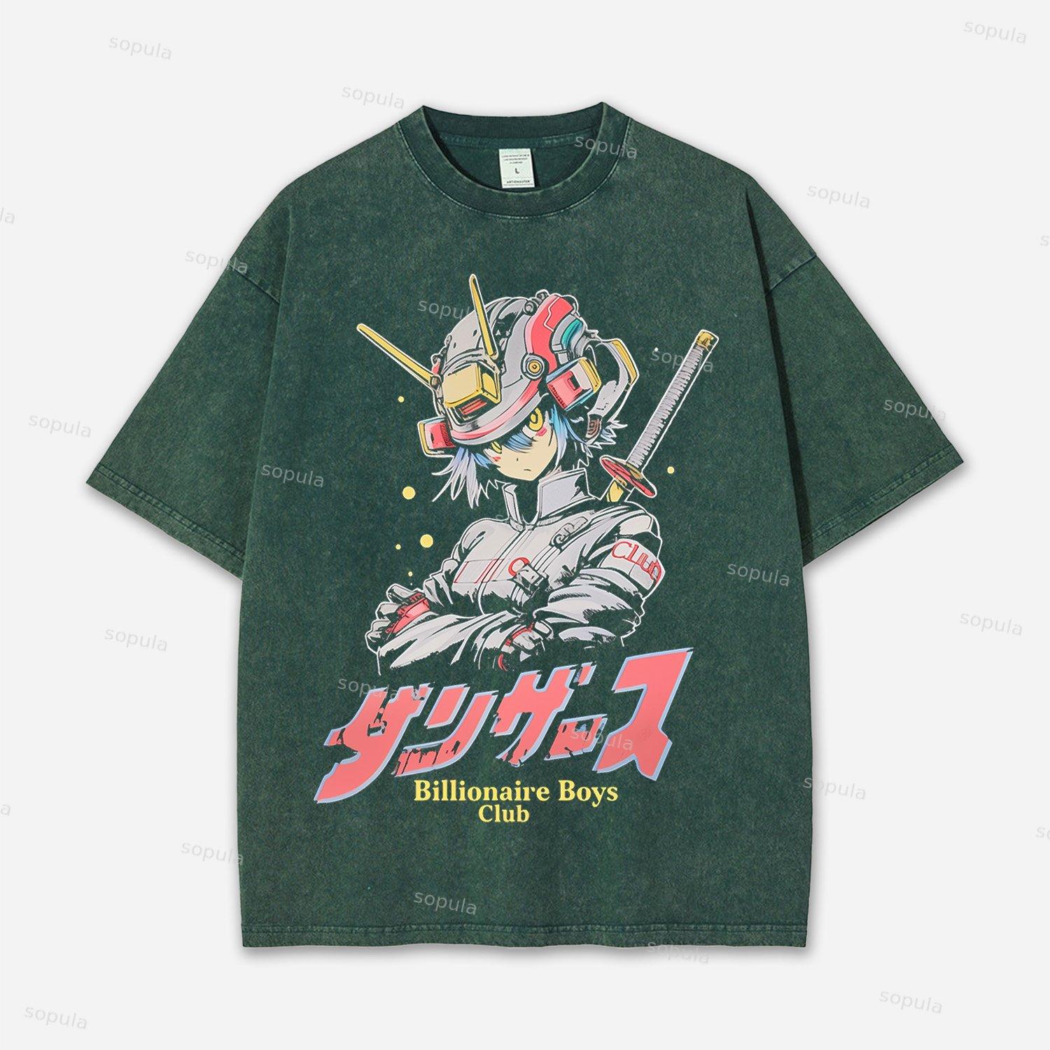 Cyberpunk Anime Futuristic Graphic Acid Washed T-shirt Product Image