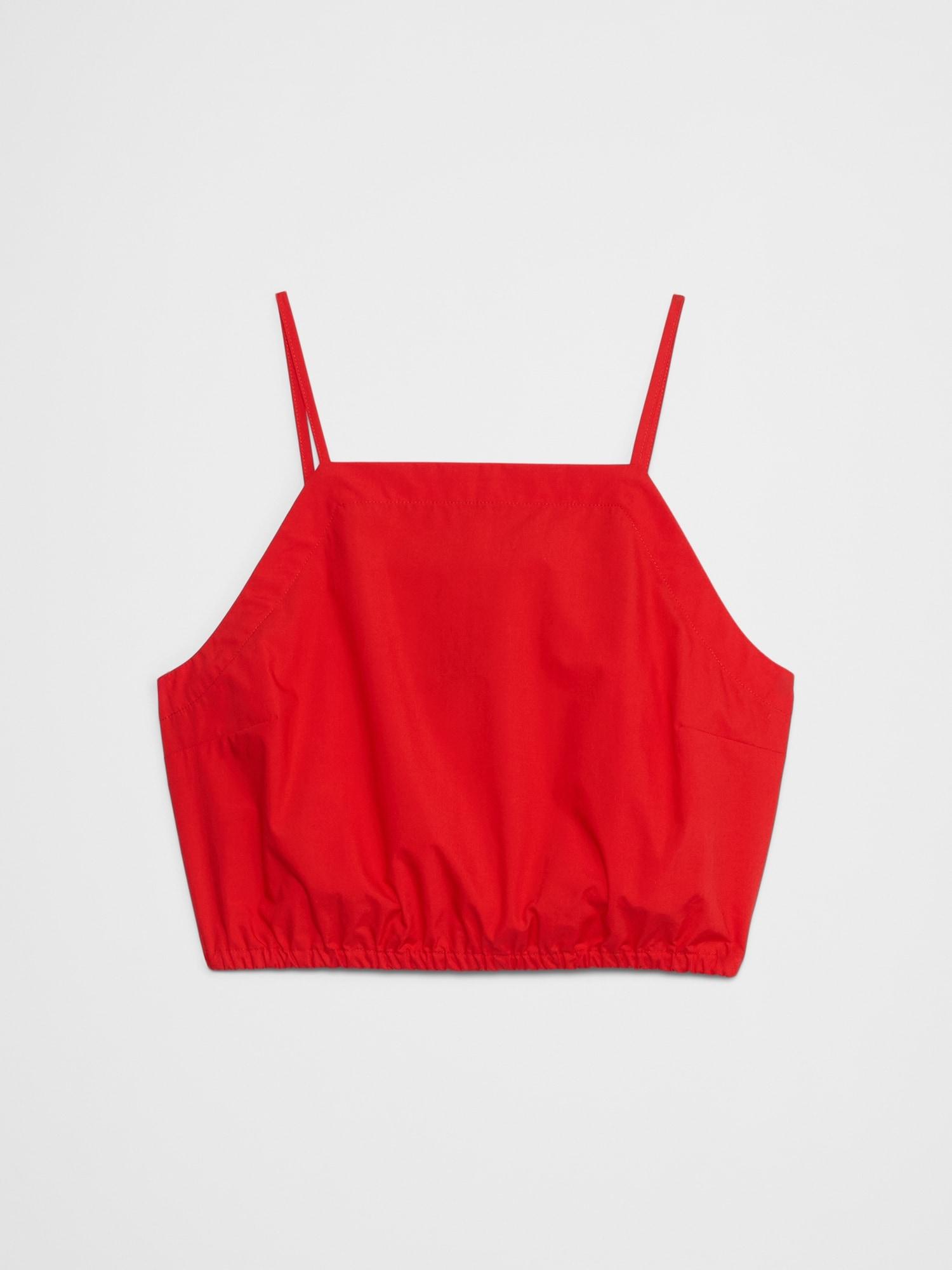 Strappy Bubble-Hem Cropped Top Product Image