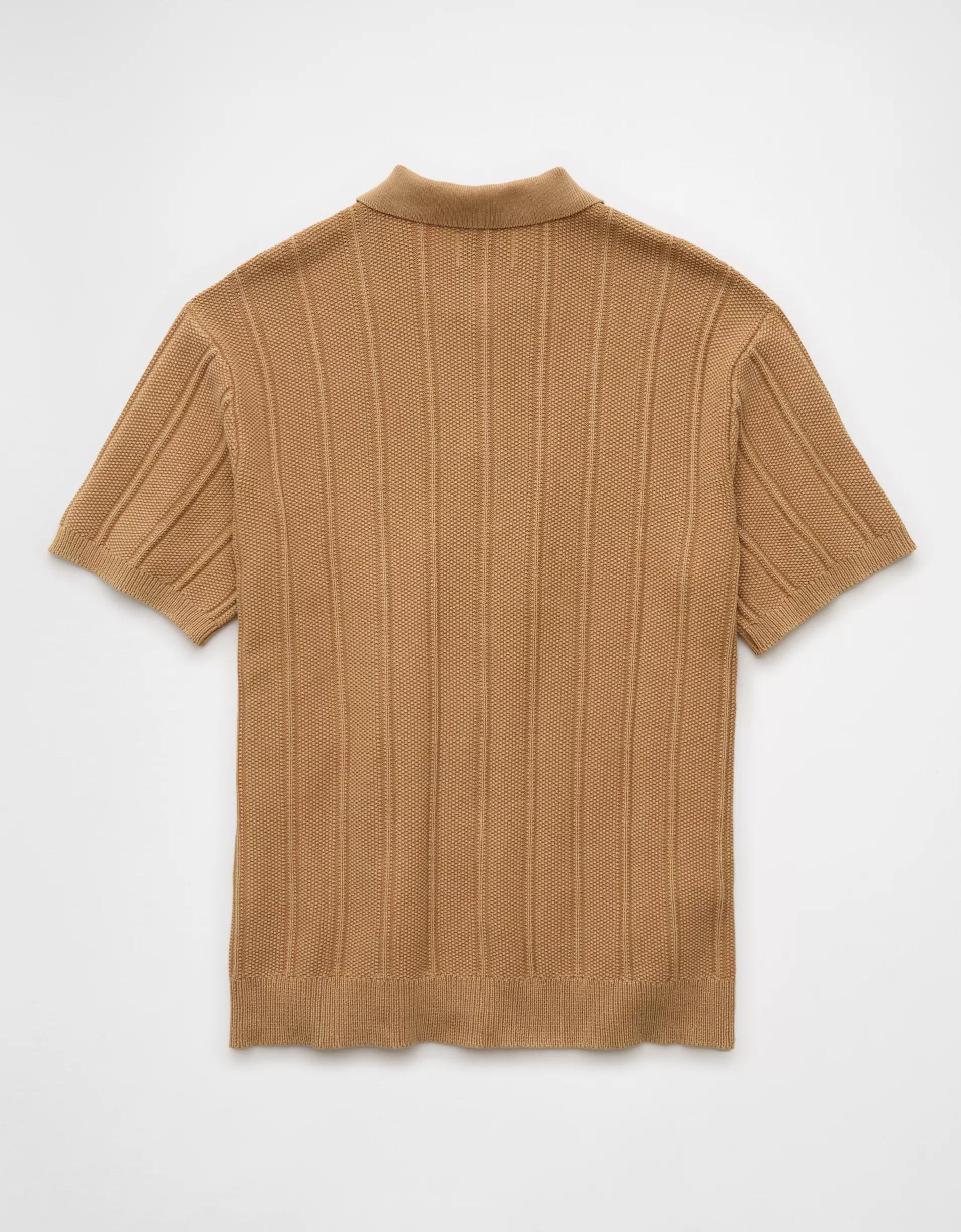 AE Weekend Washed Button-Up Sweater Polo Shirt Product Image