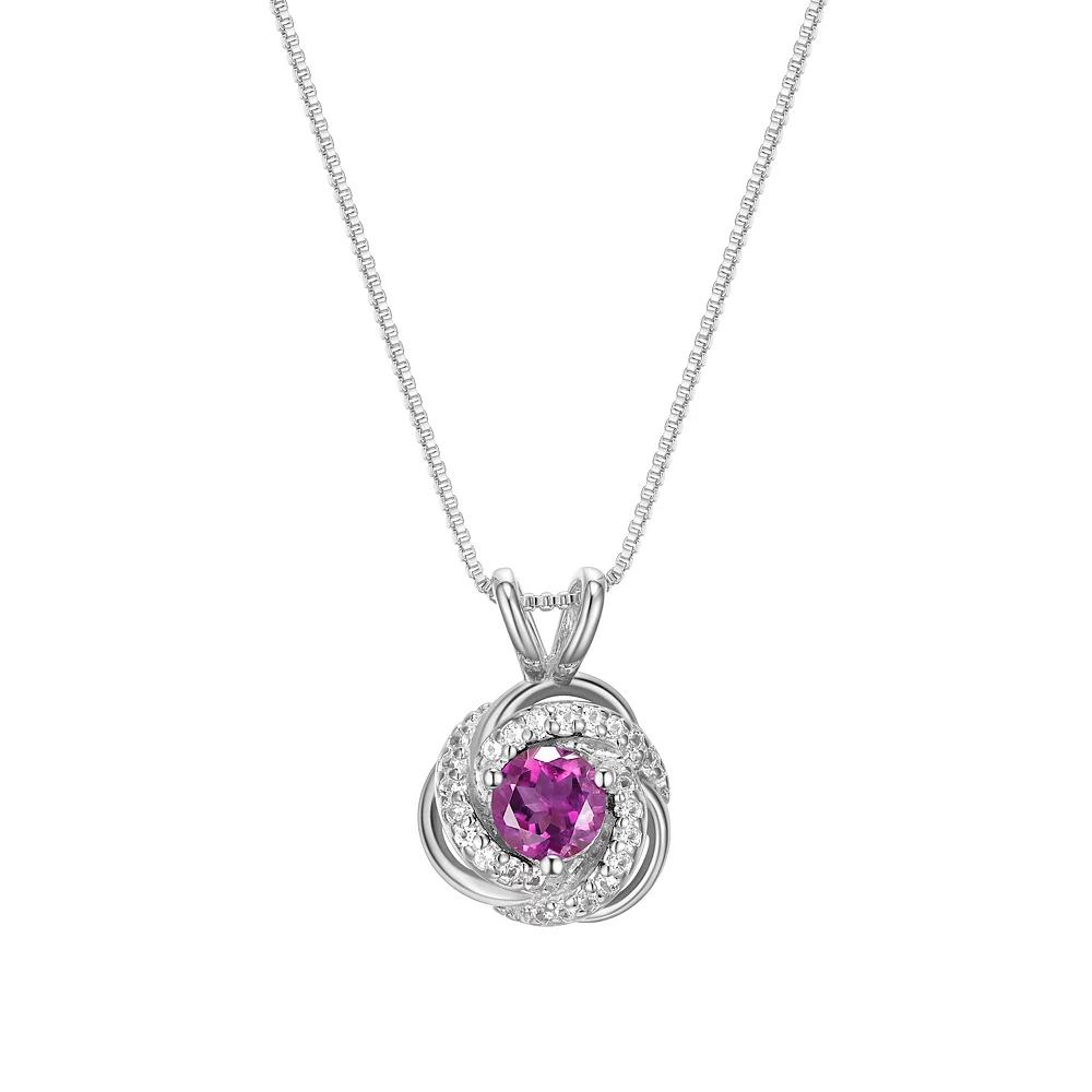 Tokens of Love Sterling Silver Lab-Created Alexandrite Birthstone Love Knot Pendant Necklace, Women's, Size: 18", 18k Gold Plated Product Image