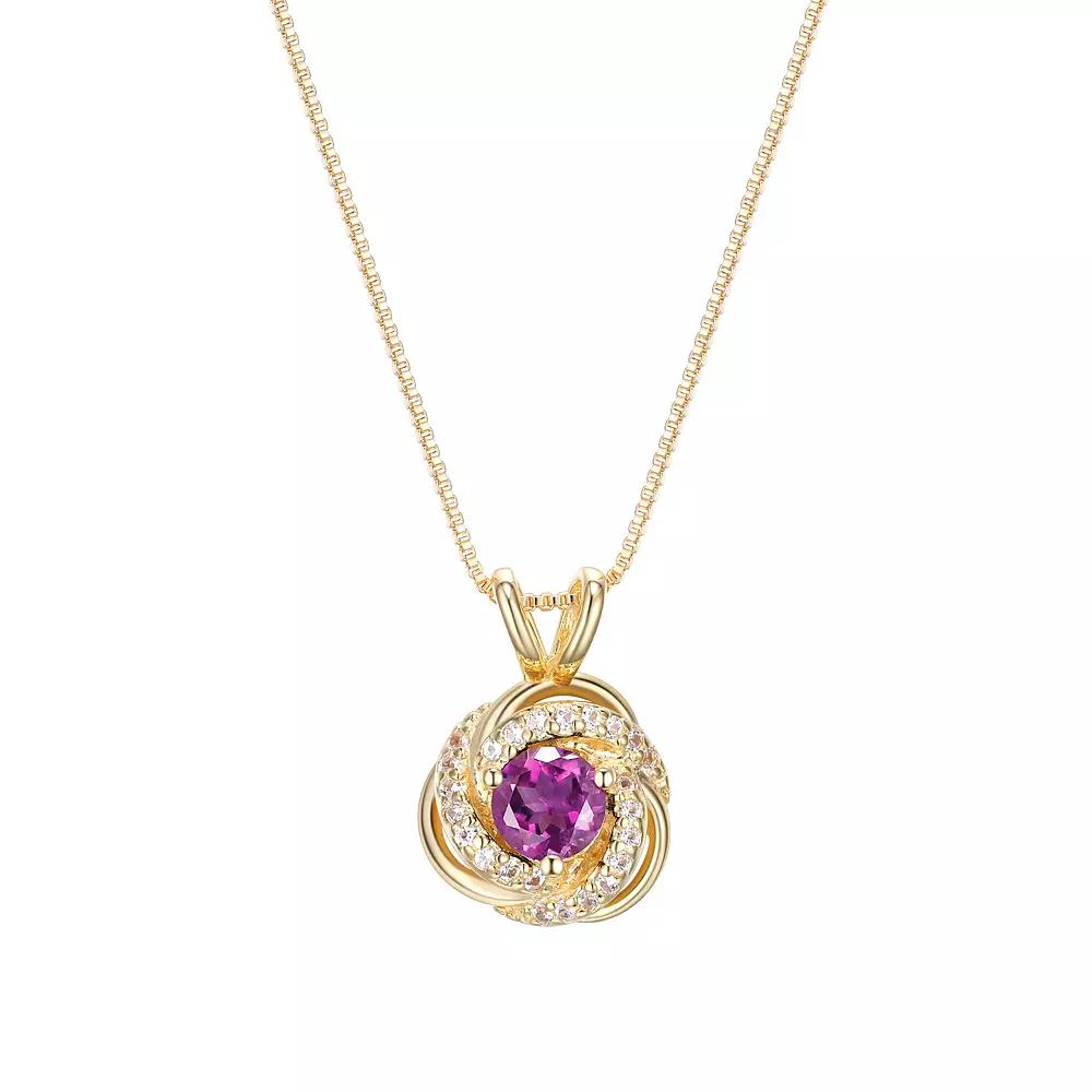 Tokens of Love Sterling Silver Lab-Created Alexandrite Birthstone Love Knot Pendant Necklace, Women's, Size: 18", 18k Gold Plated Product Image