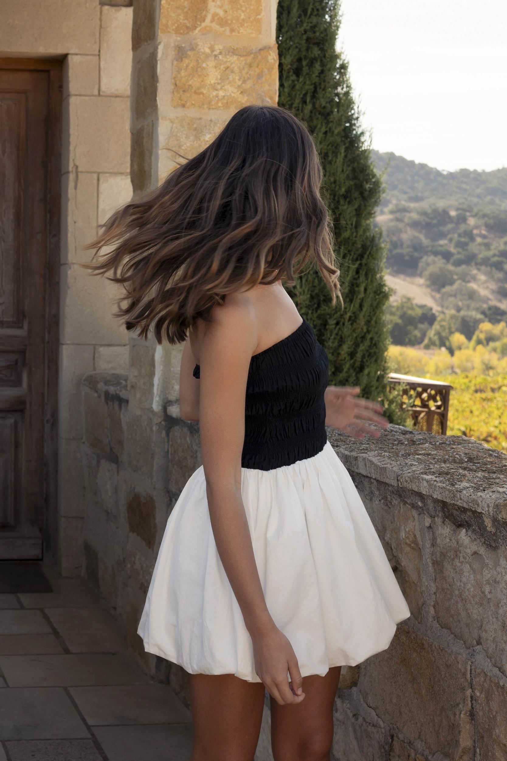 Two-Tone Strapless Bubble Mini Dress Product Image