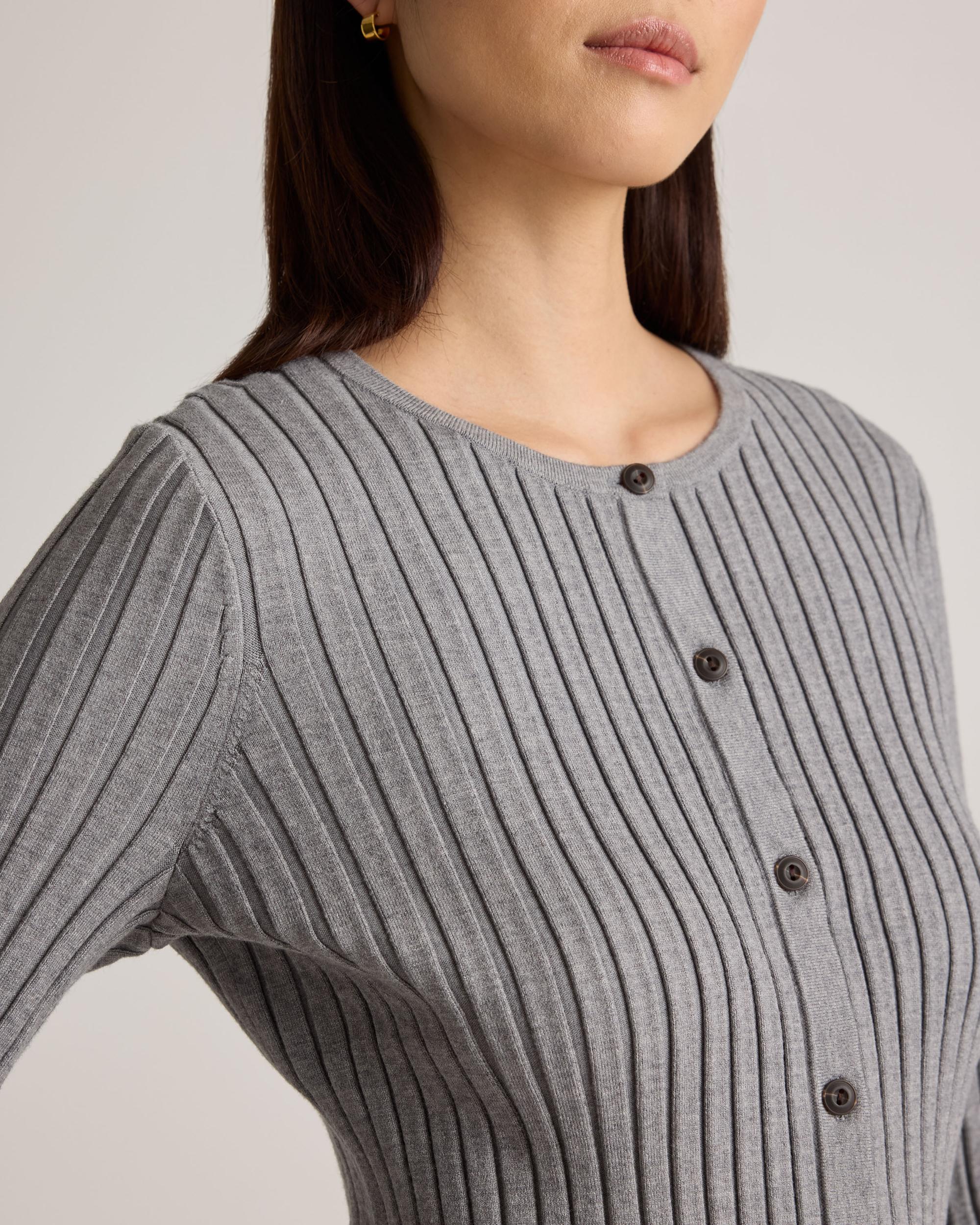 Quince | Women's Eco-Knit Cropped Rib Cardigan Sweater Product Image